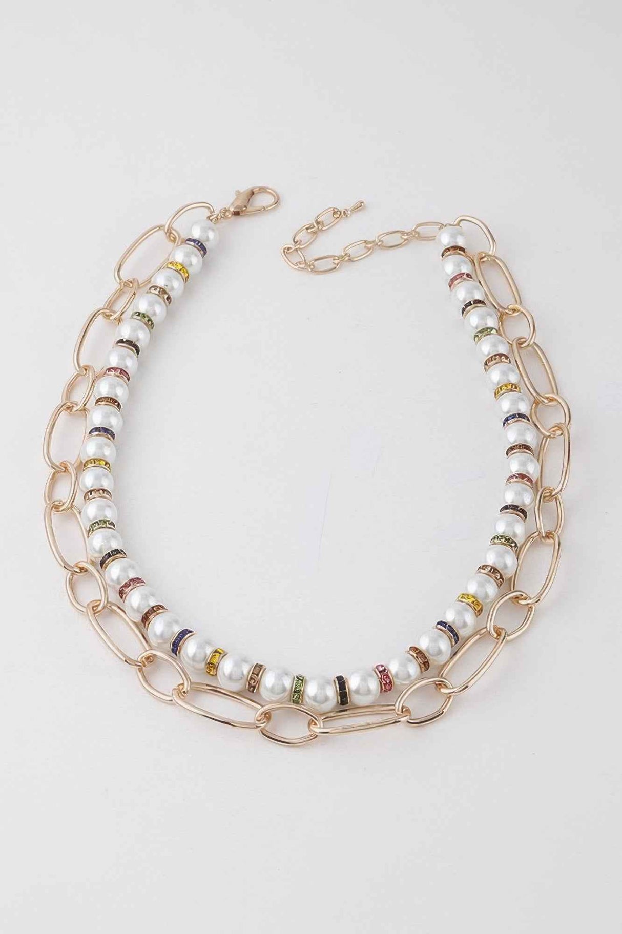 Double Layered Pearl N Chain Necklace