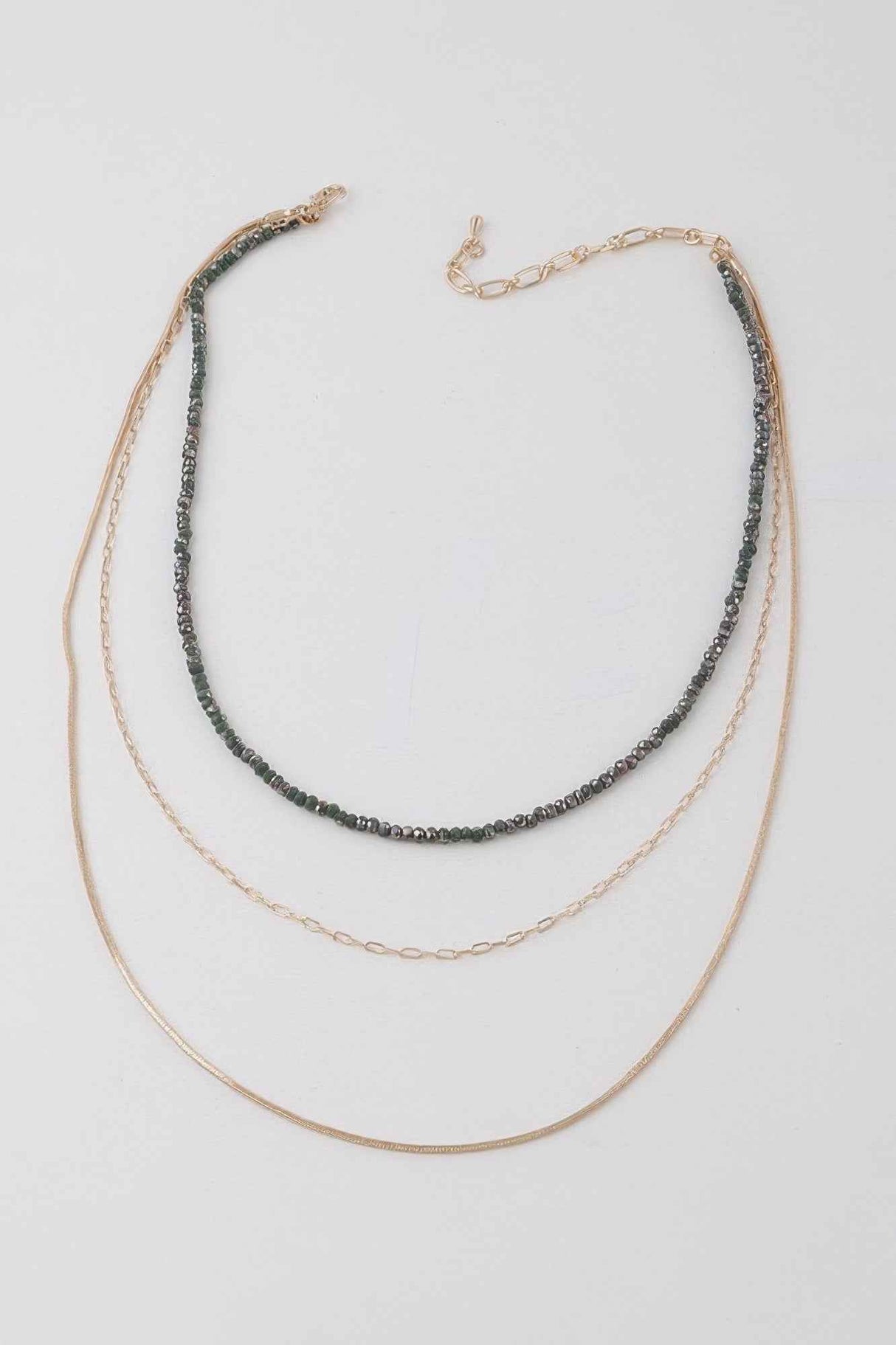 Multi Stone N Link Chain Necklace