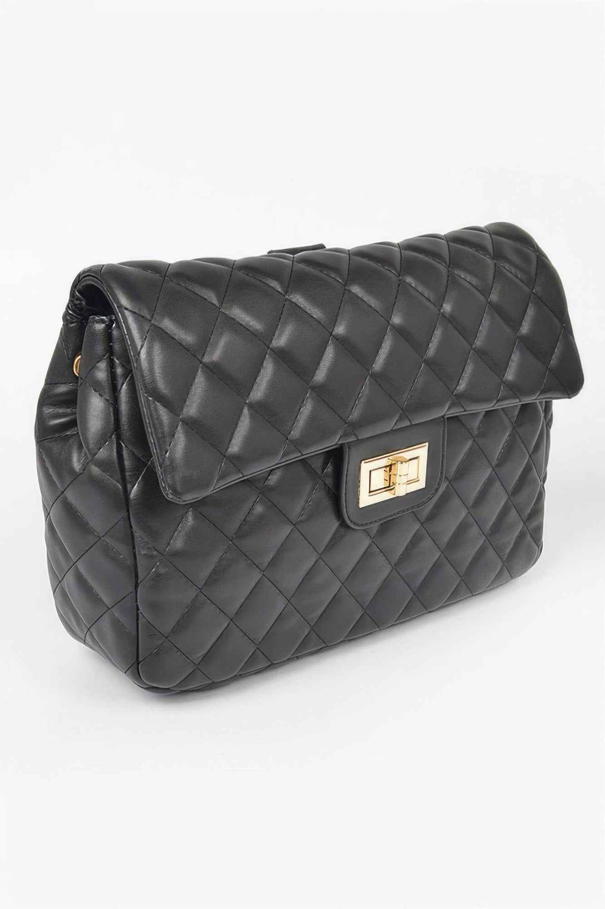 Quilted Faux Leather Flap Backpack