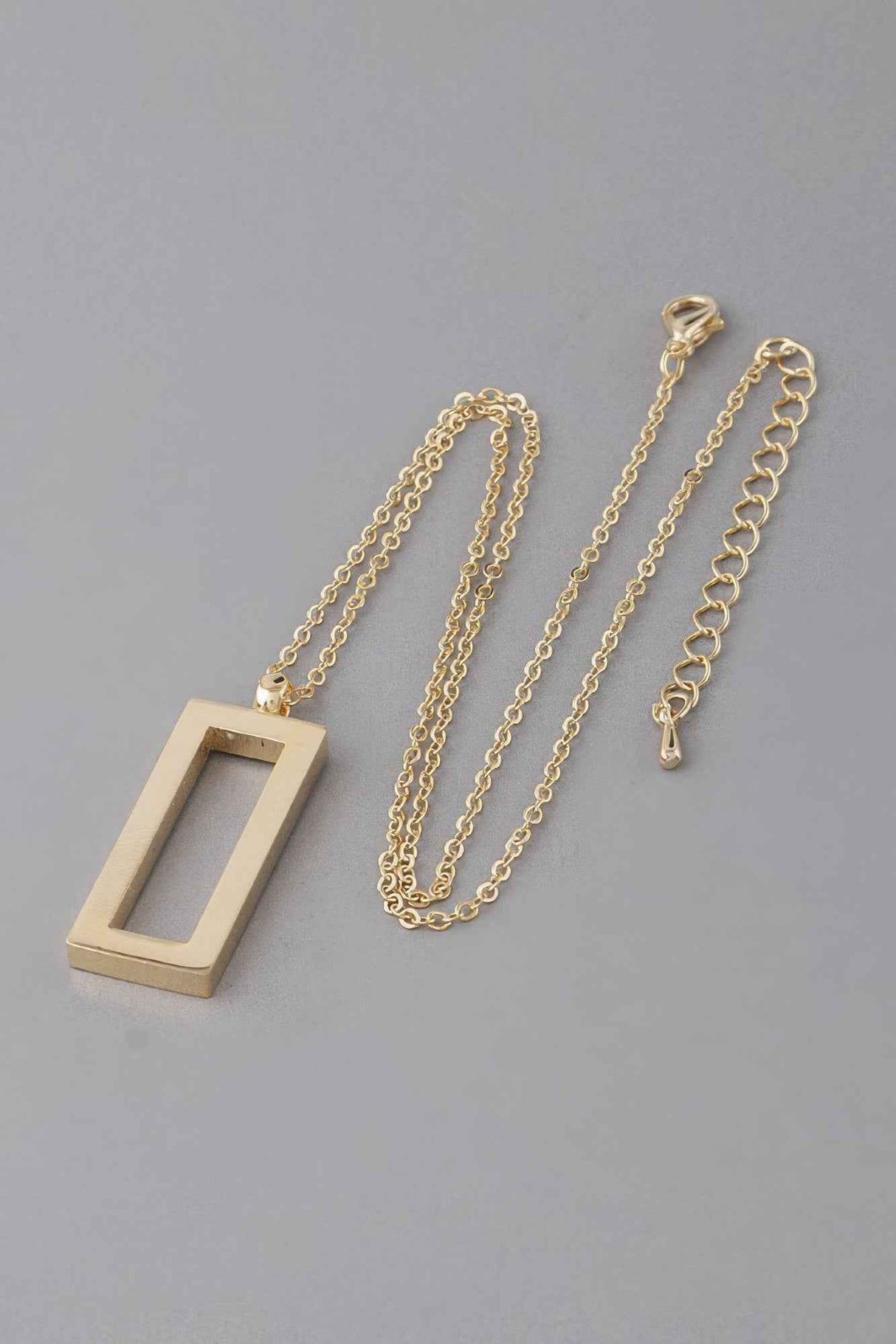 Open Rectangle Pendant Necklace