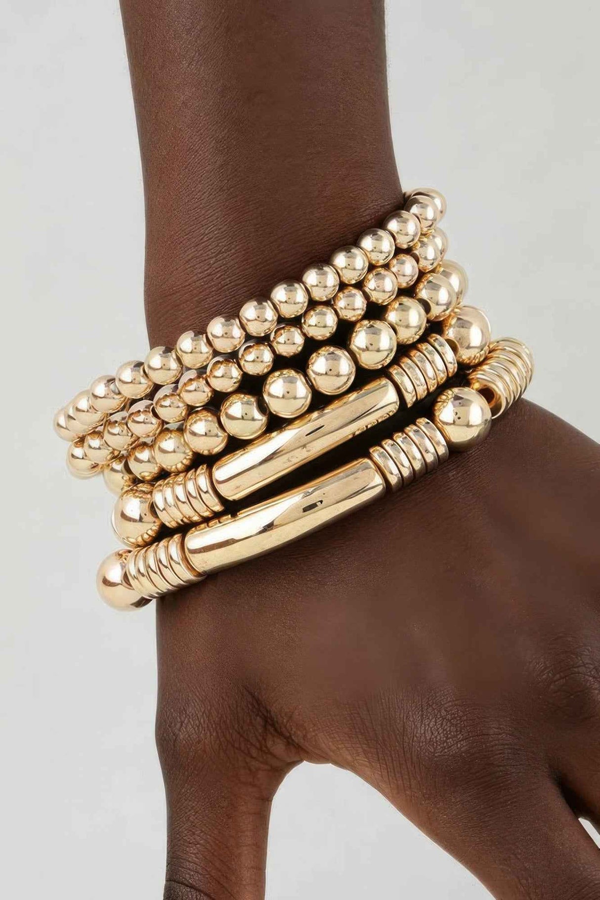 Polished Multi Beaded Tube Bracelet