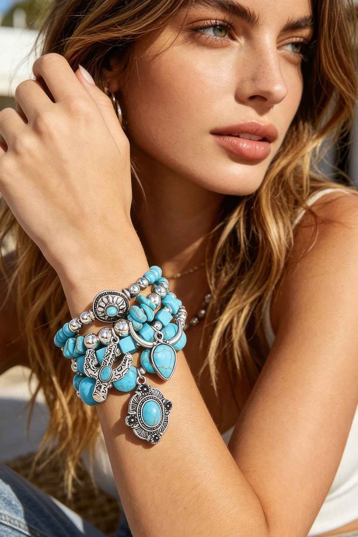 Multi Antique Charm Beaded Bracelet
