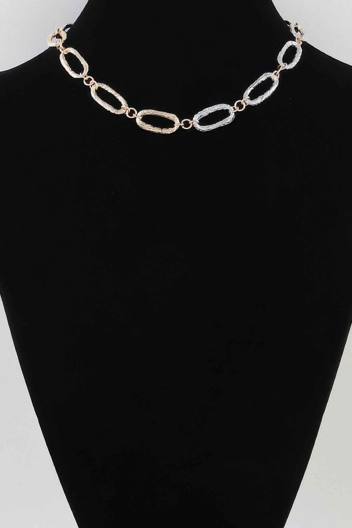 Hammered Two Toned Chain Necklace