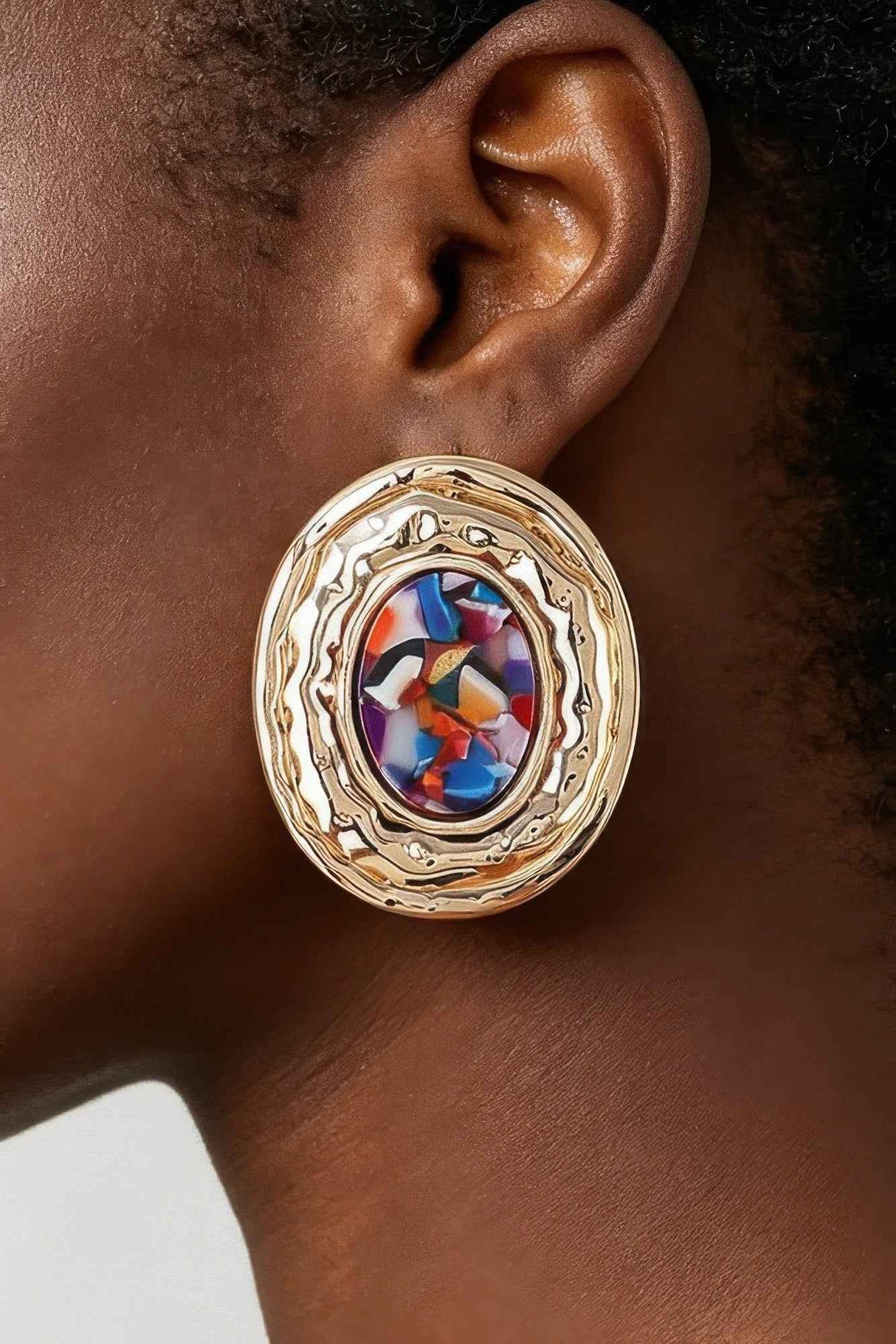 Hammered Marble Disc Earrings