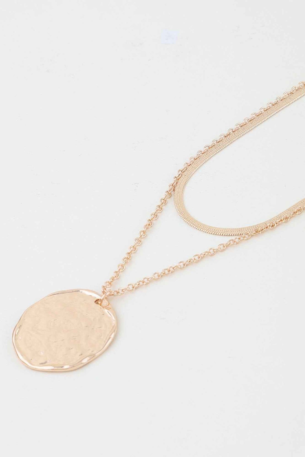 Double Hammered Pendant Chain Necklace