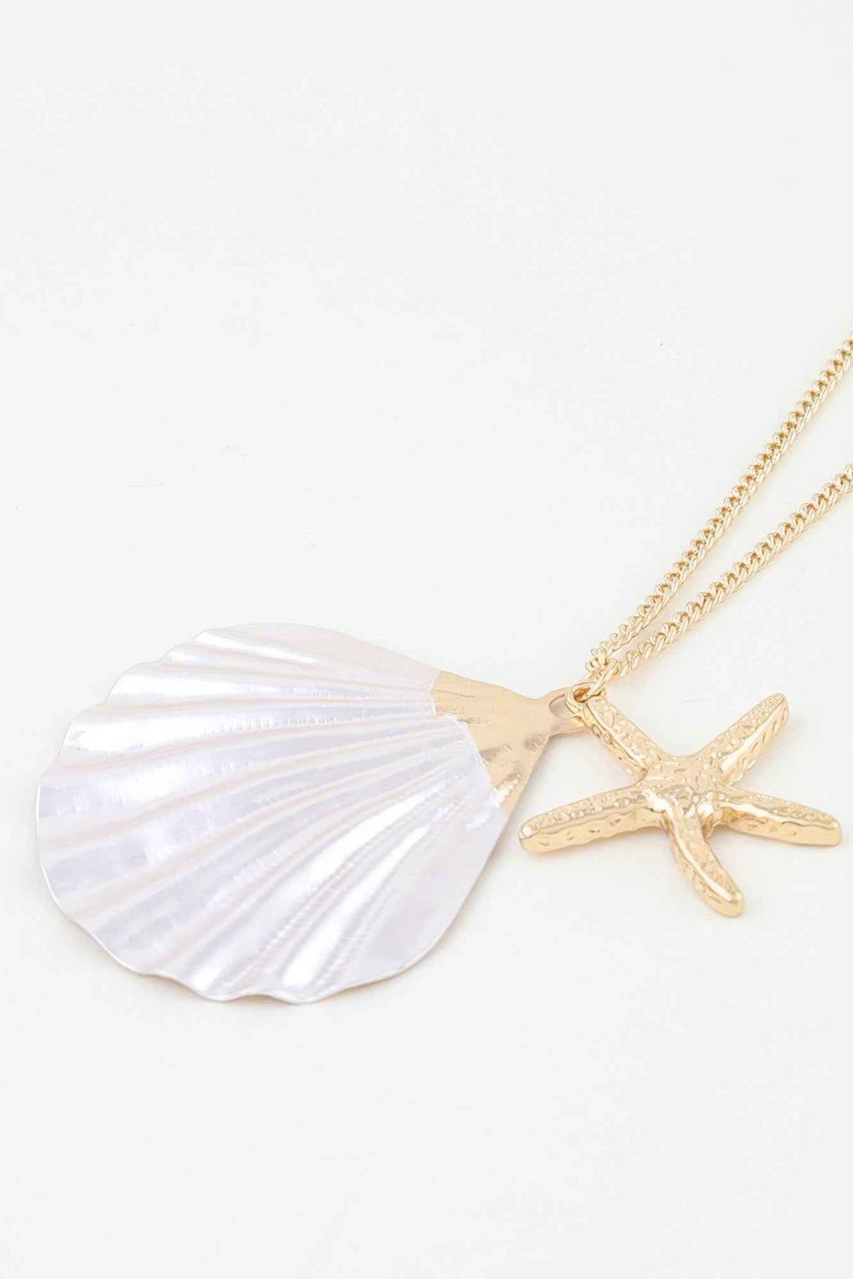 Multi Starfish Seashell Charm Necklace