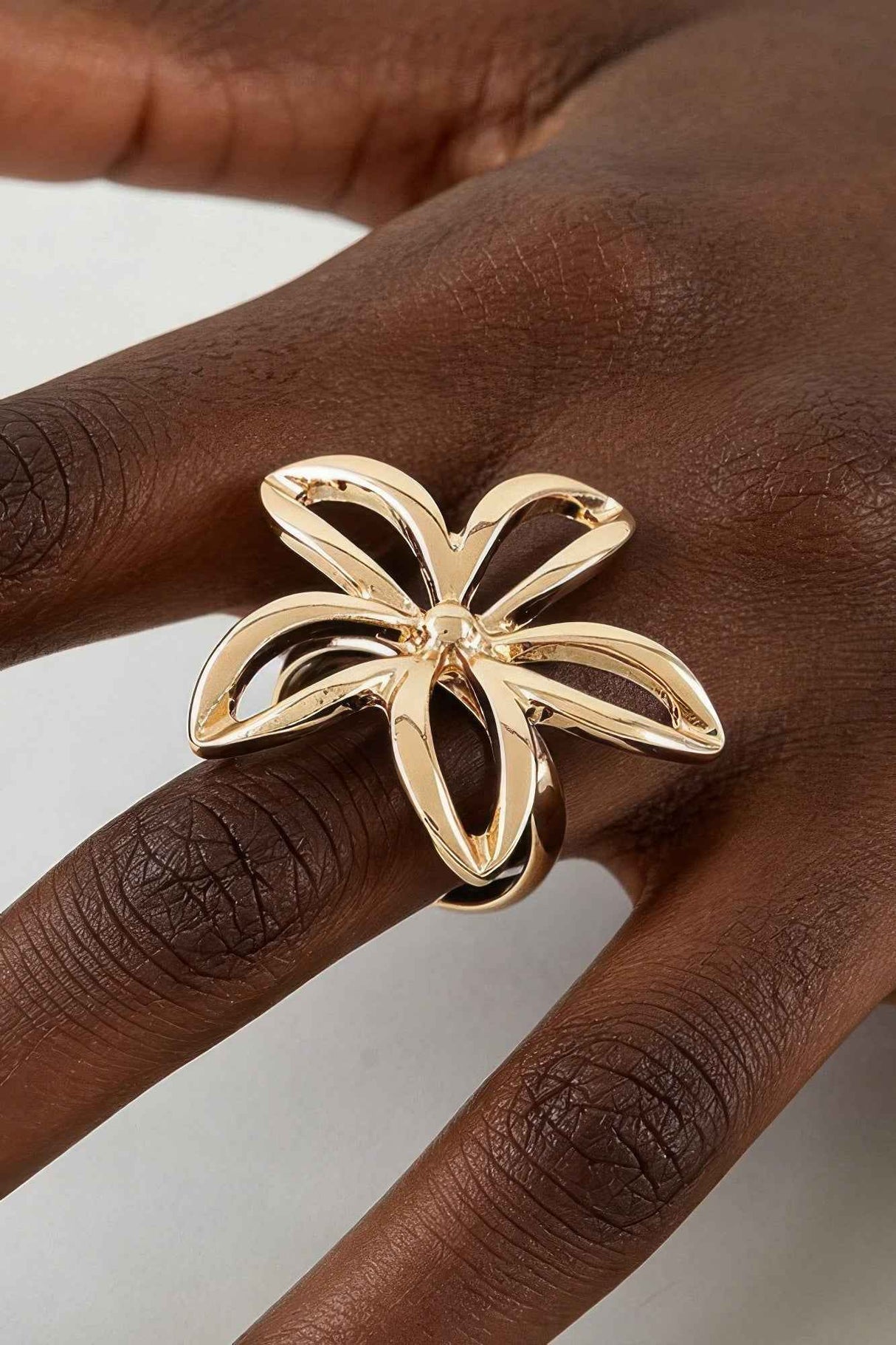 Polished Open Flower Band Ring