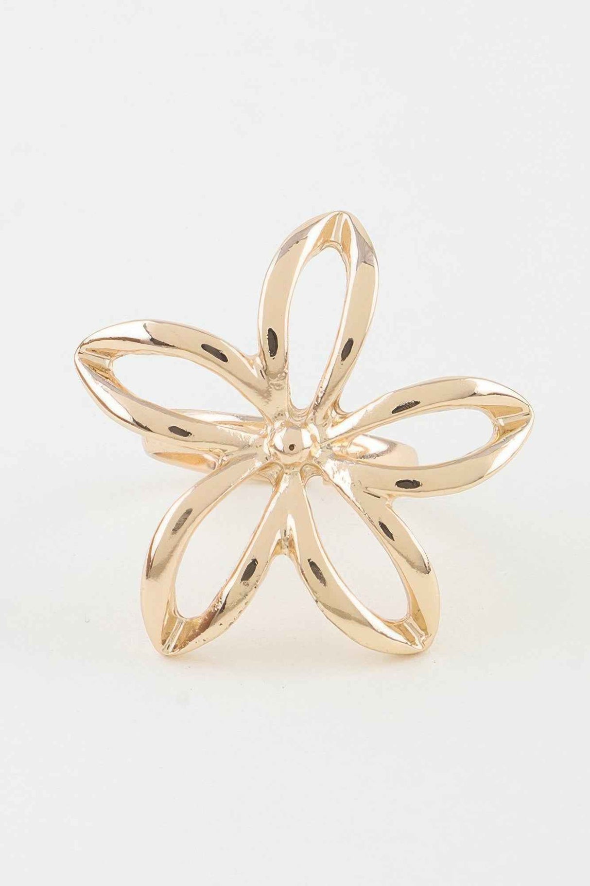 Polished Open Flower Band Ring