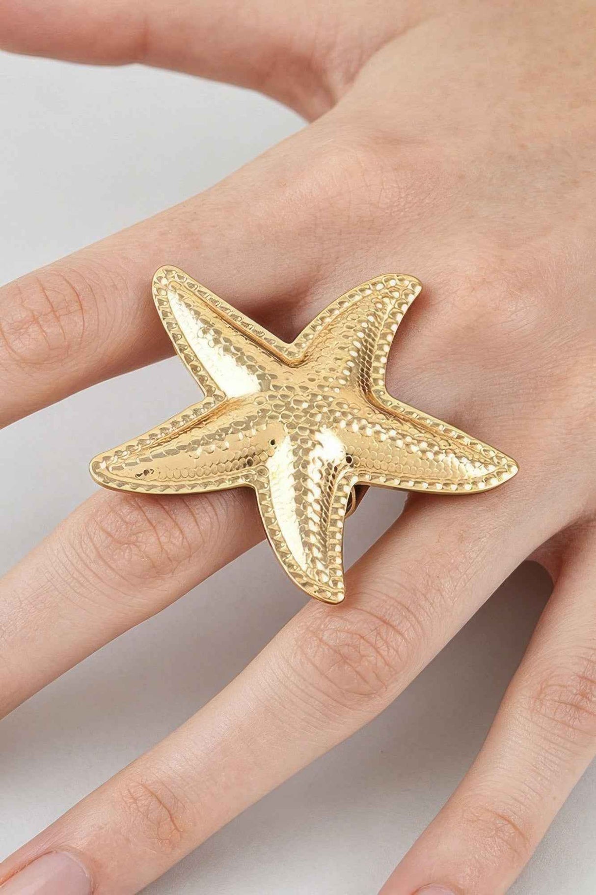 Hammered Scale Starfish Statement Ring