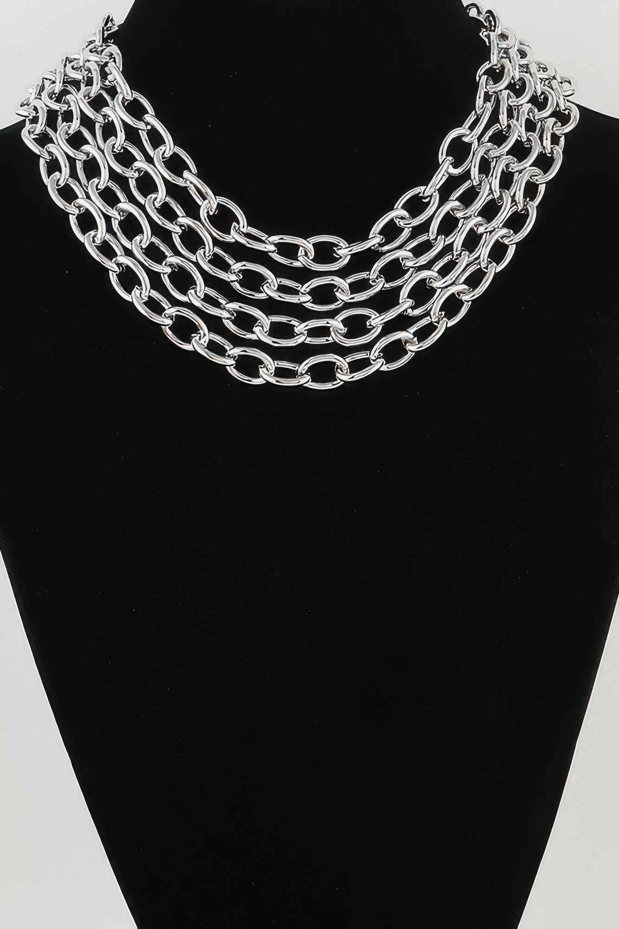 Multi Polished Link Chain Choker Necklace