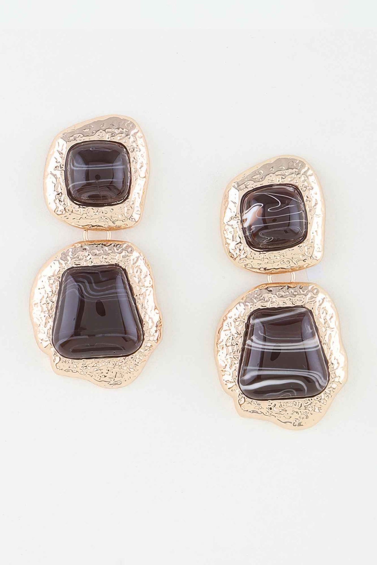 Hammered Marble Stone Drop Earrings