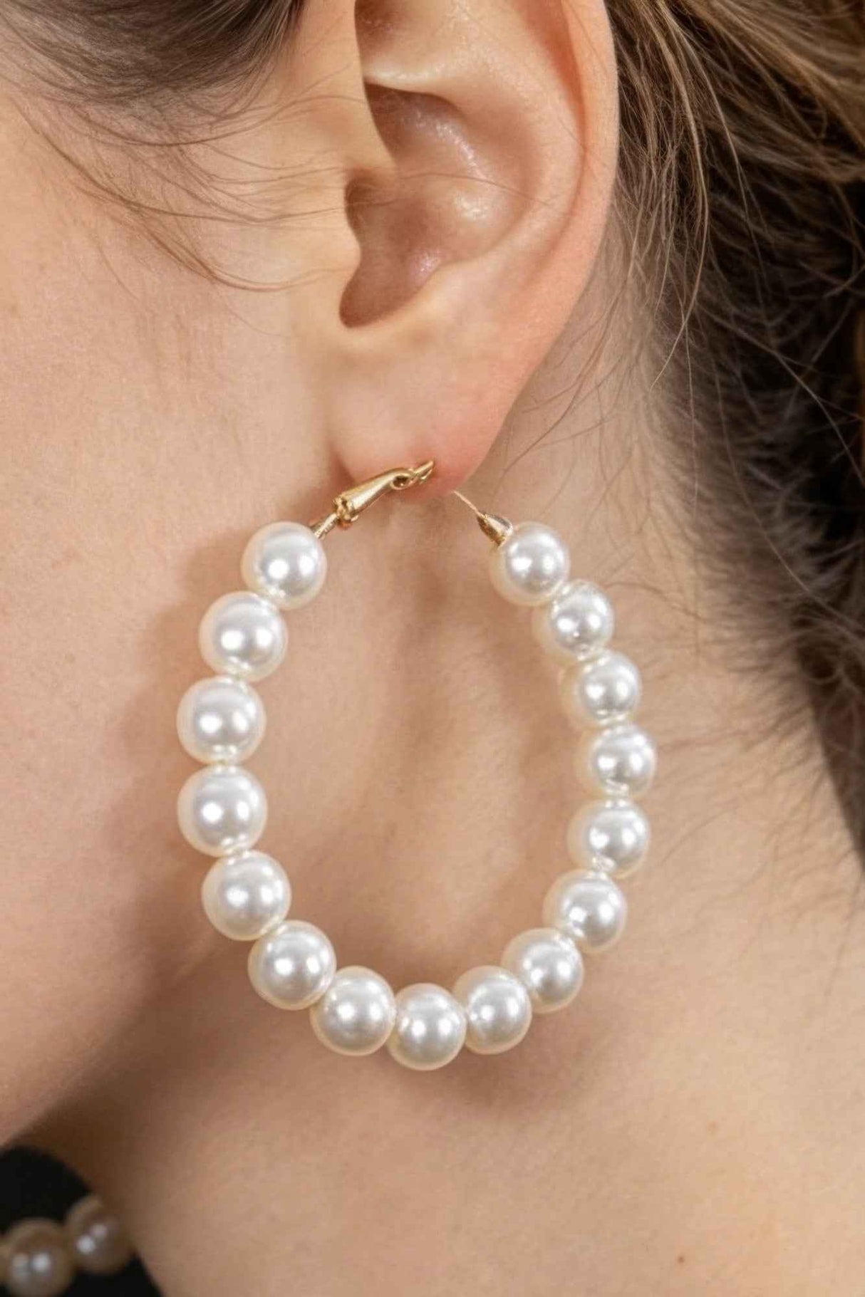 Upside Down Pearl Hoop Earring