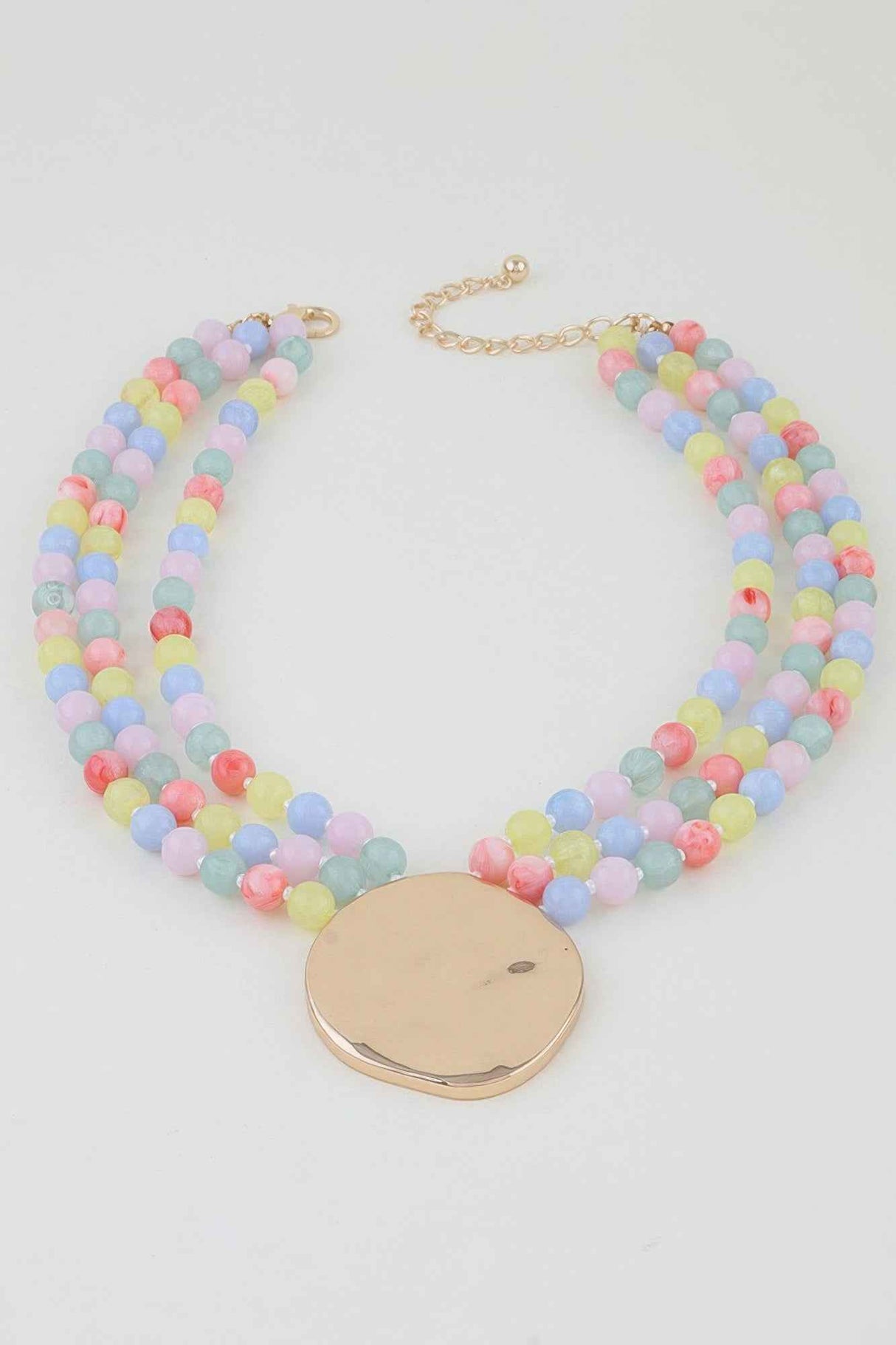 Triple Beaded Disc Statement Necklace