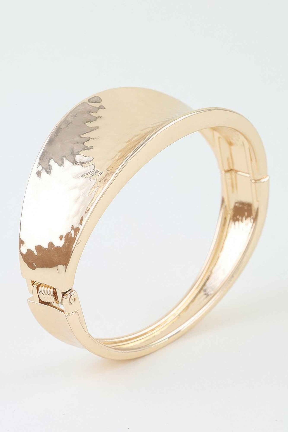 Hammered Leaf Clasp Cuff Bracelet