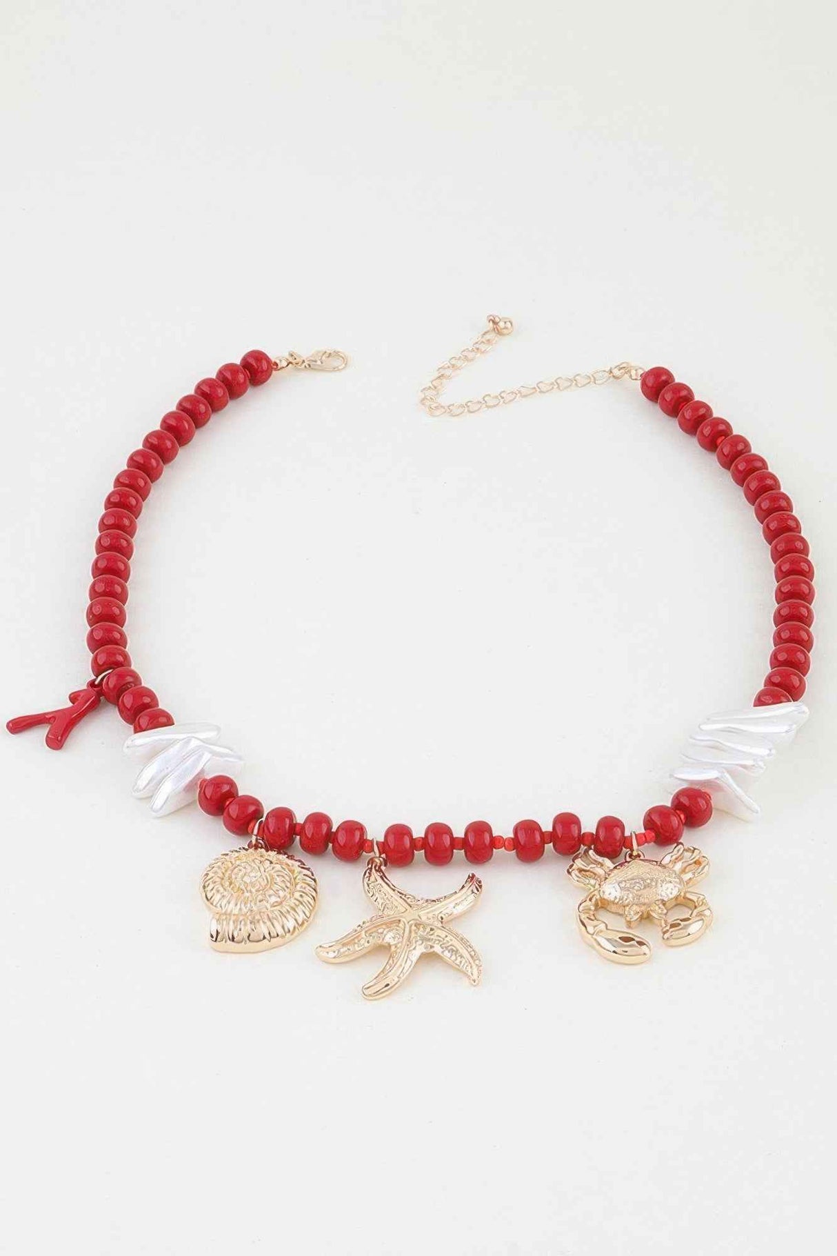 Hammered Coral Reef Beaded Necklace