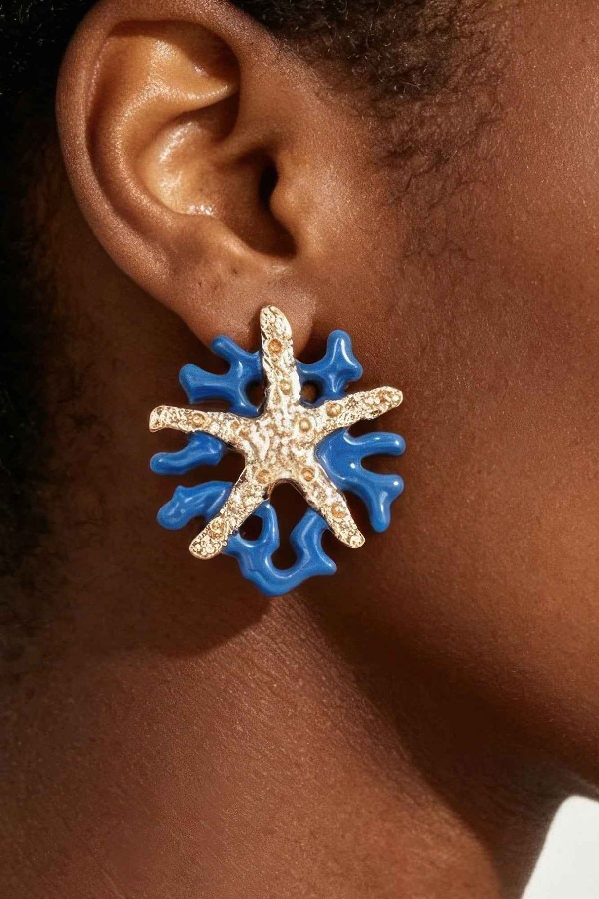 Hammered Starfish Coral Earrings