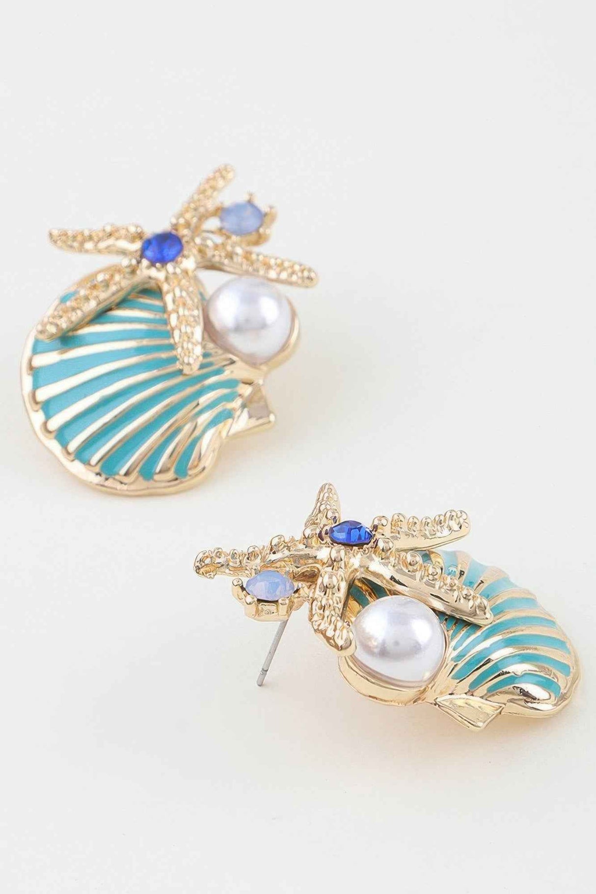 Summer Starfish Shell Stud Earrings