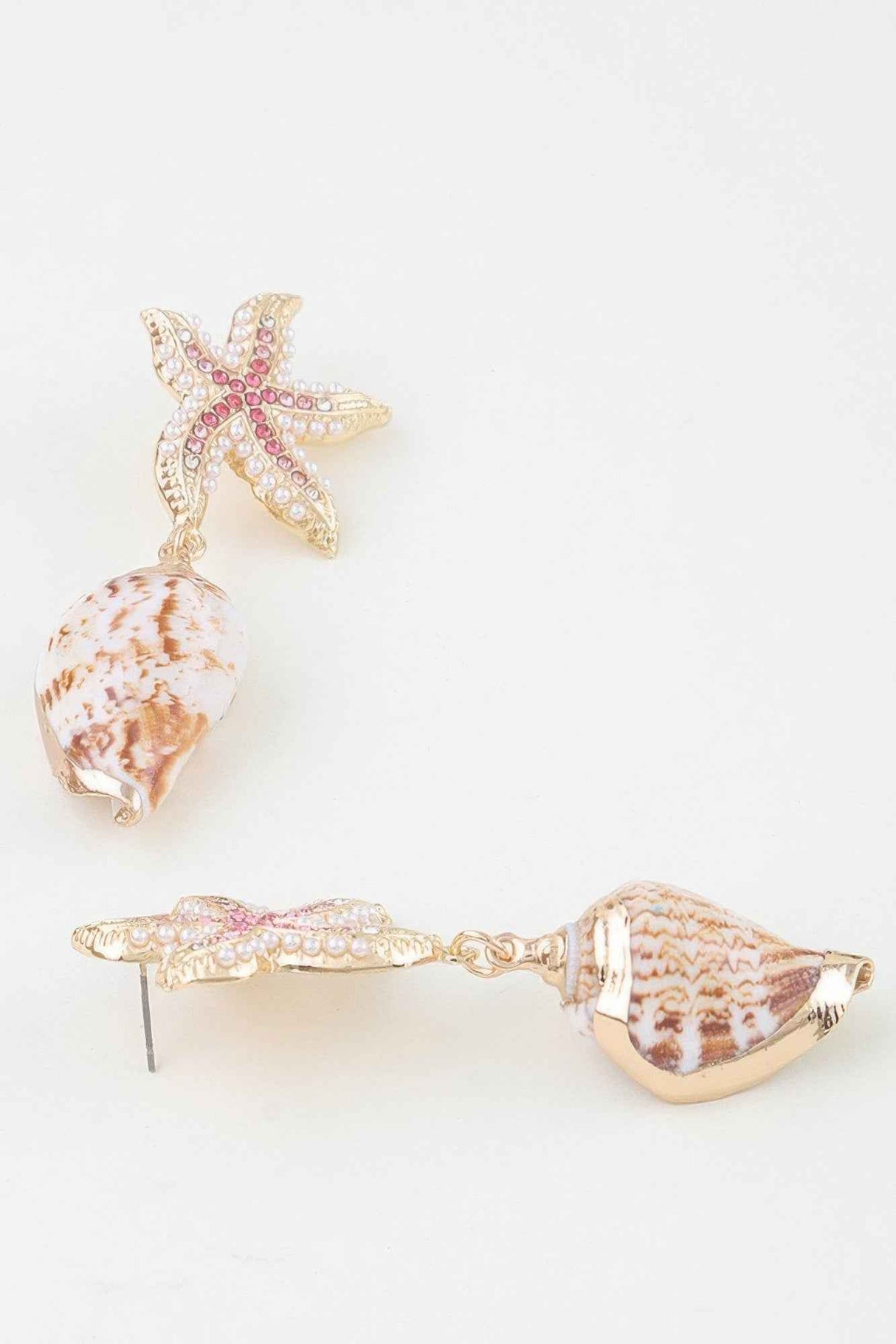 Bejeweled Starfish Shell Earrings