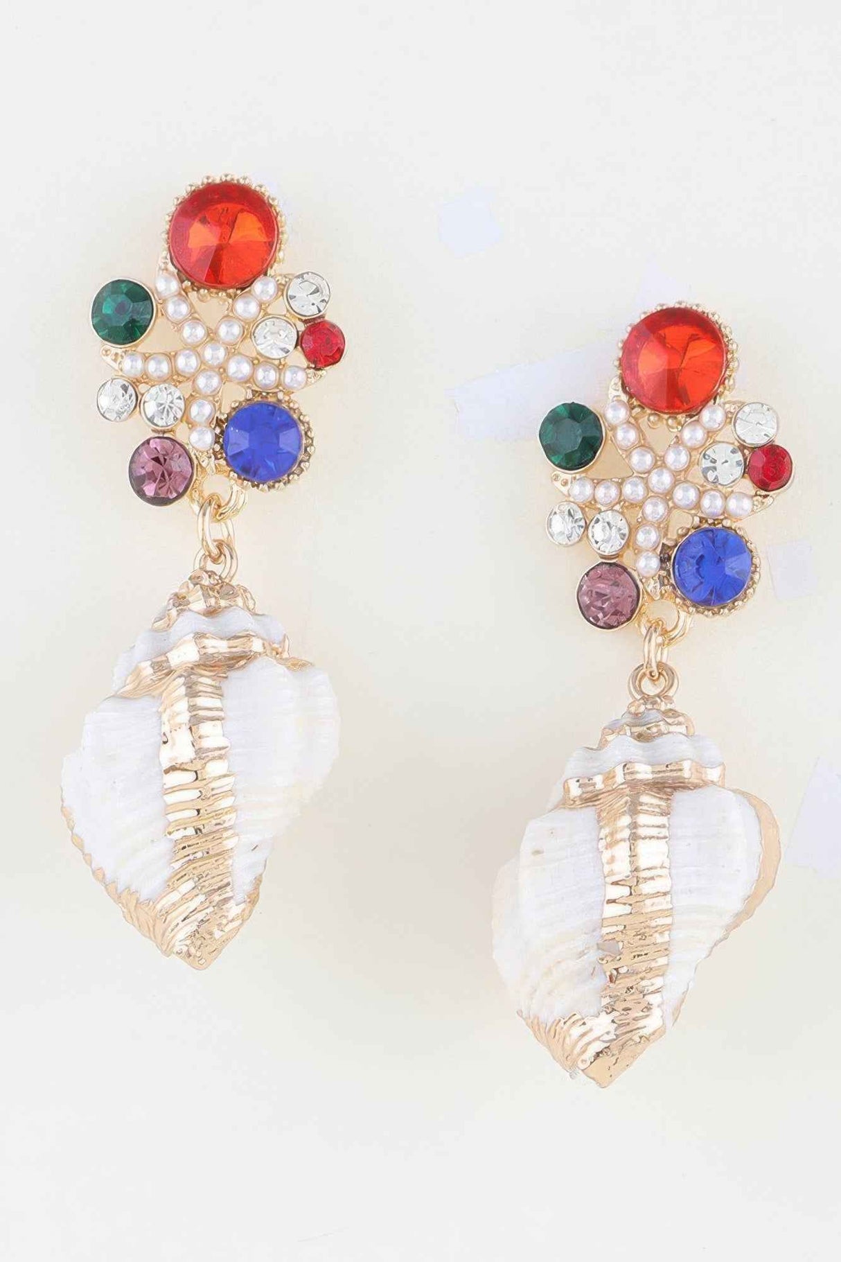 Bejeweled Summer Shell Earrings