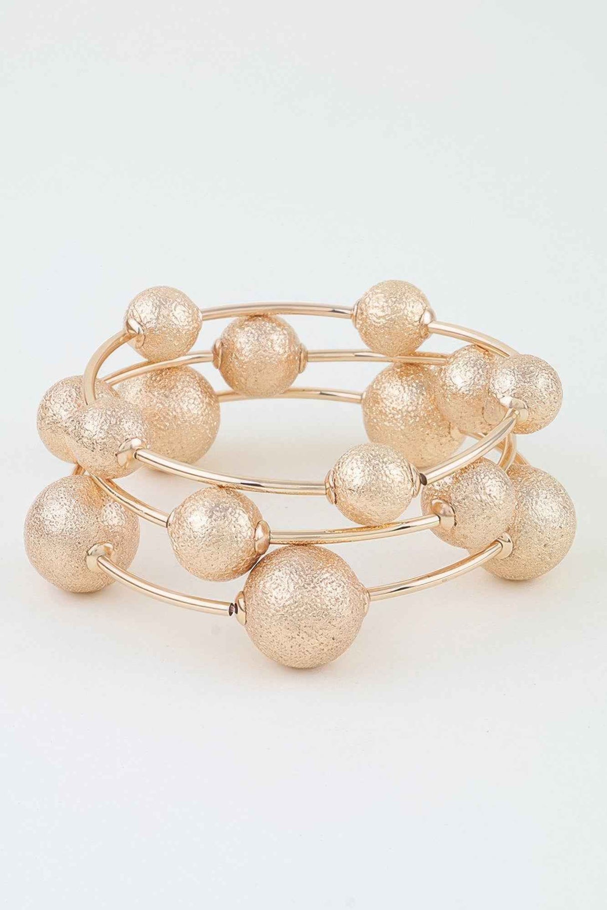 Multi Hammered Tube Beaded Bracelet