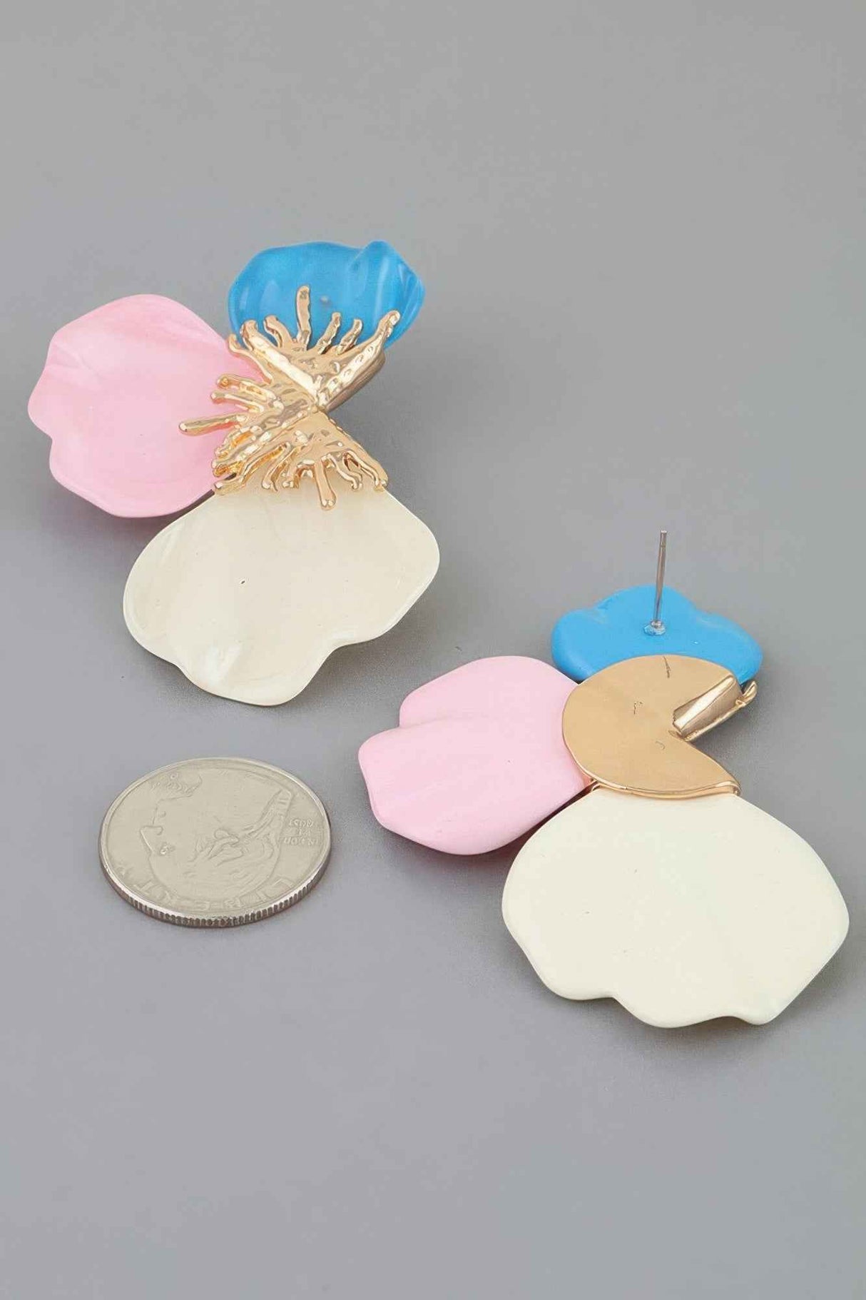Multi Stone Scale Flower Earrings