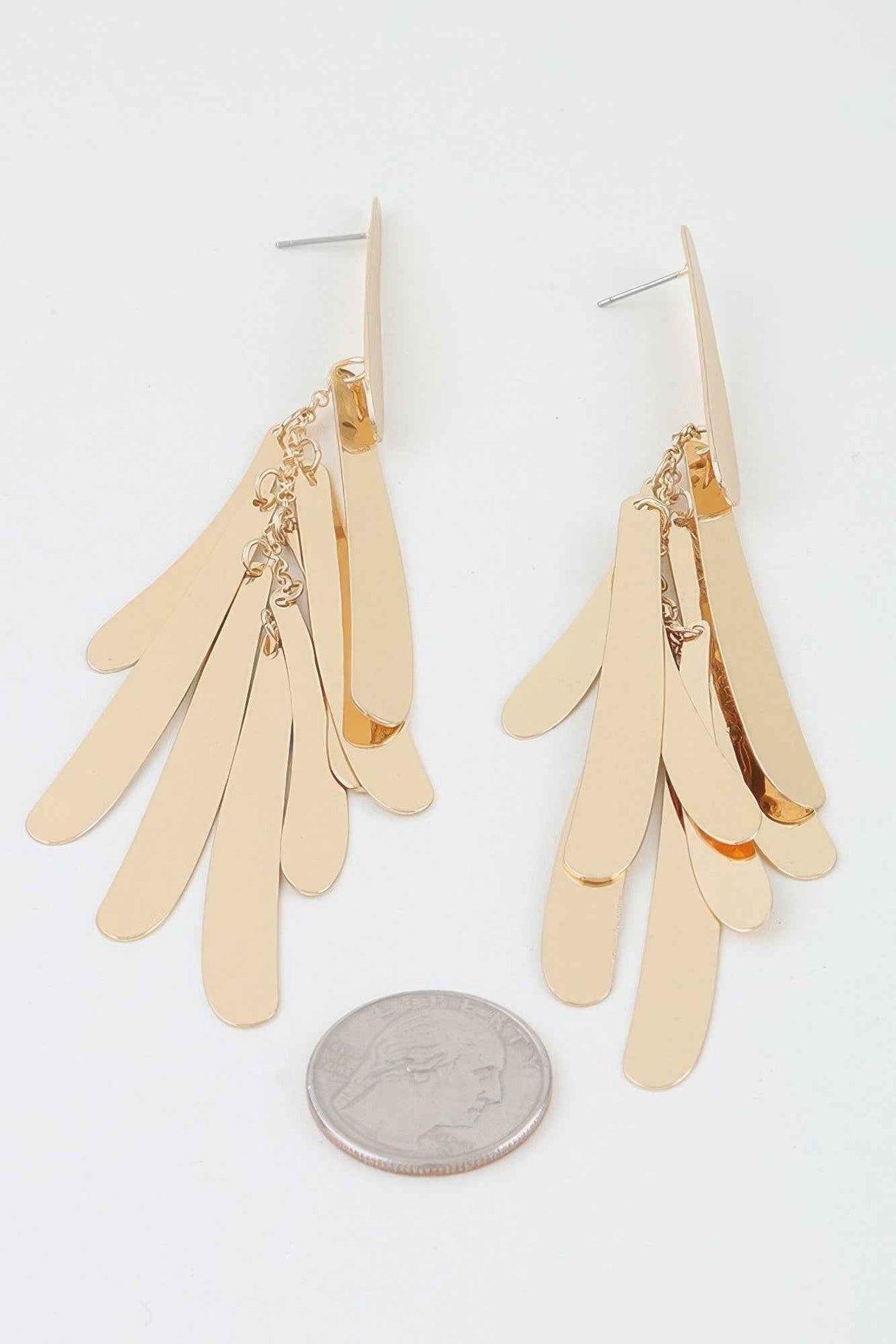 Polished Modern Feather Drop Earrings