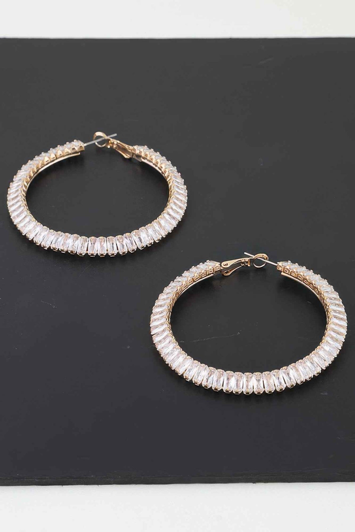 Cubic Zirconia Crystal Hoop Earrings