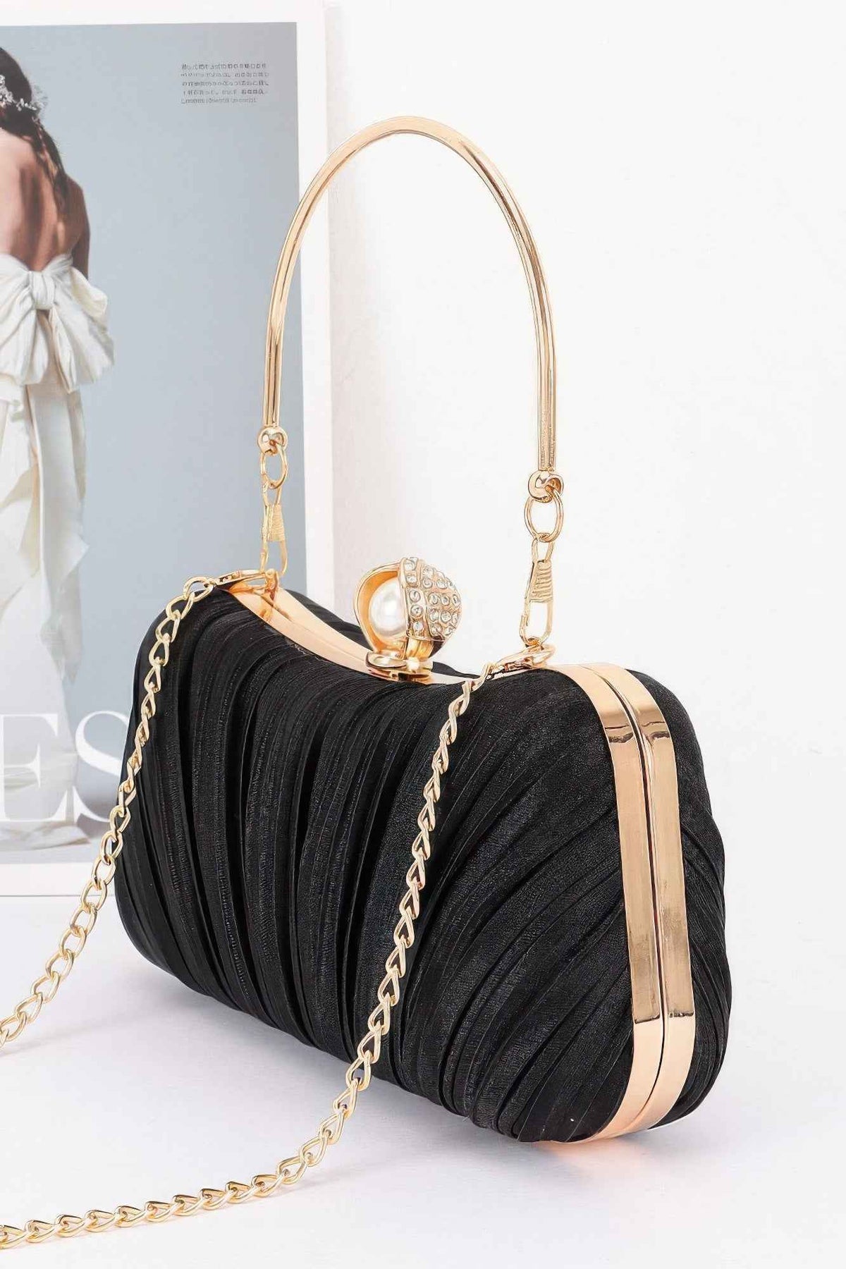 Pleated Polyester Party Clutch