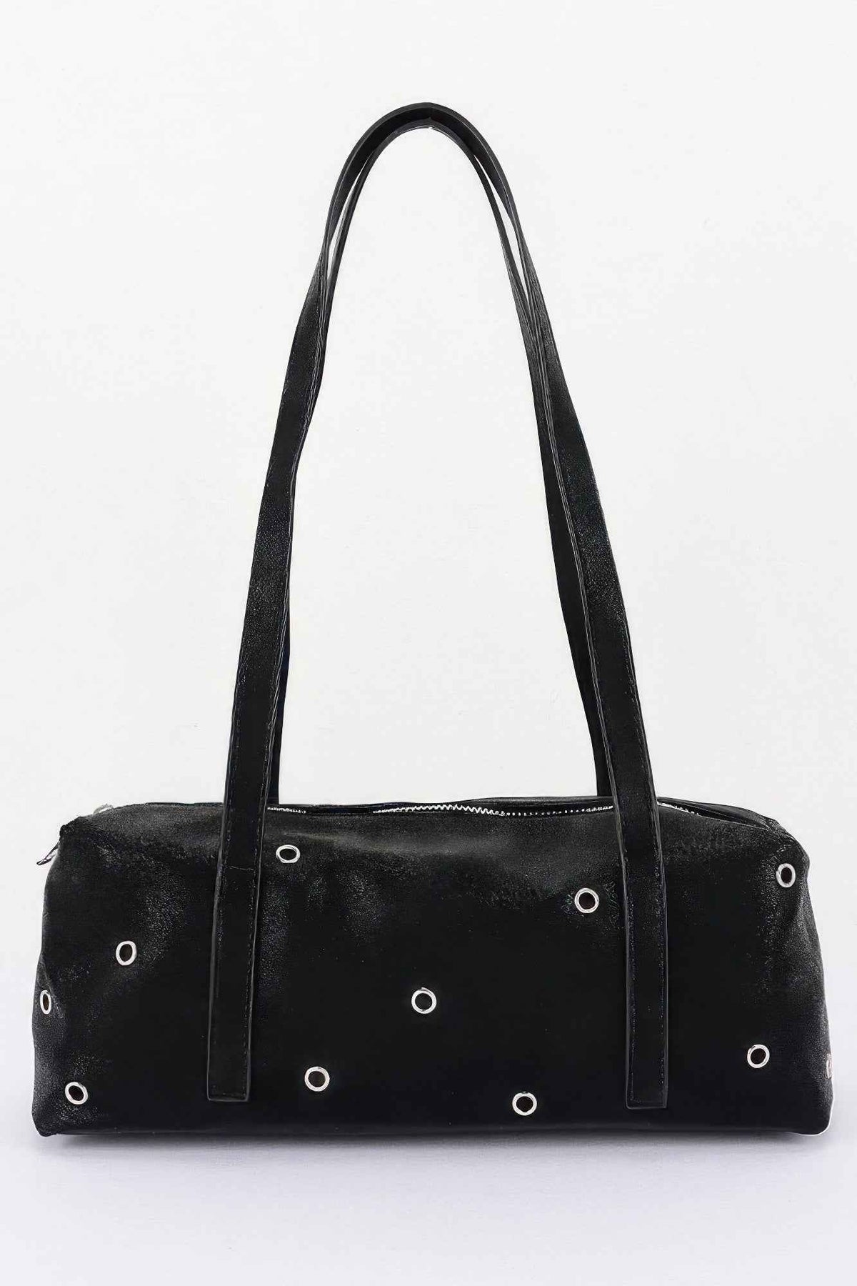 Vegan Leather Eyelet Studded Rectanglar Bag
