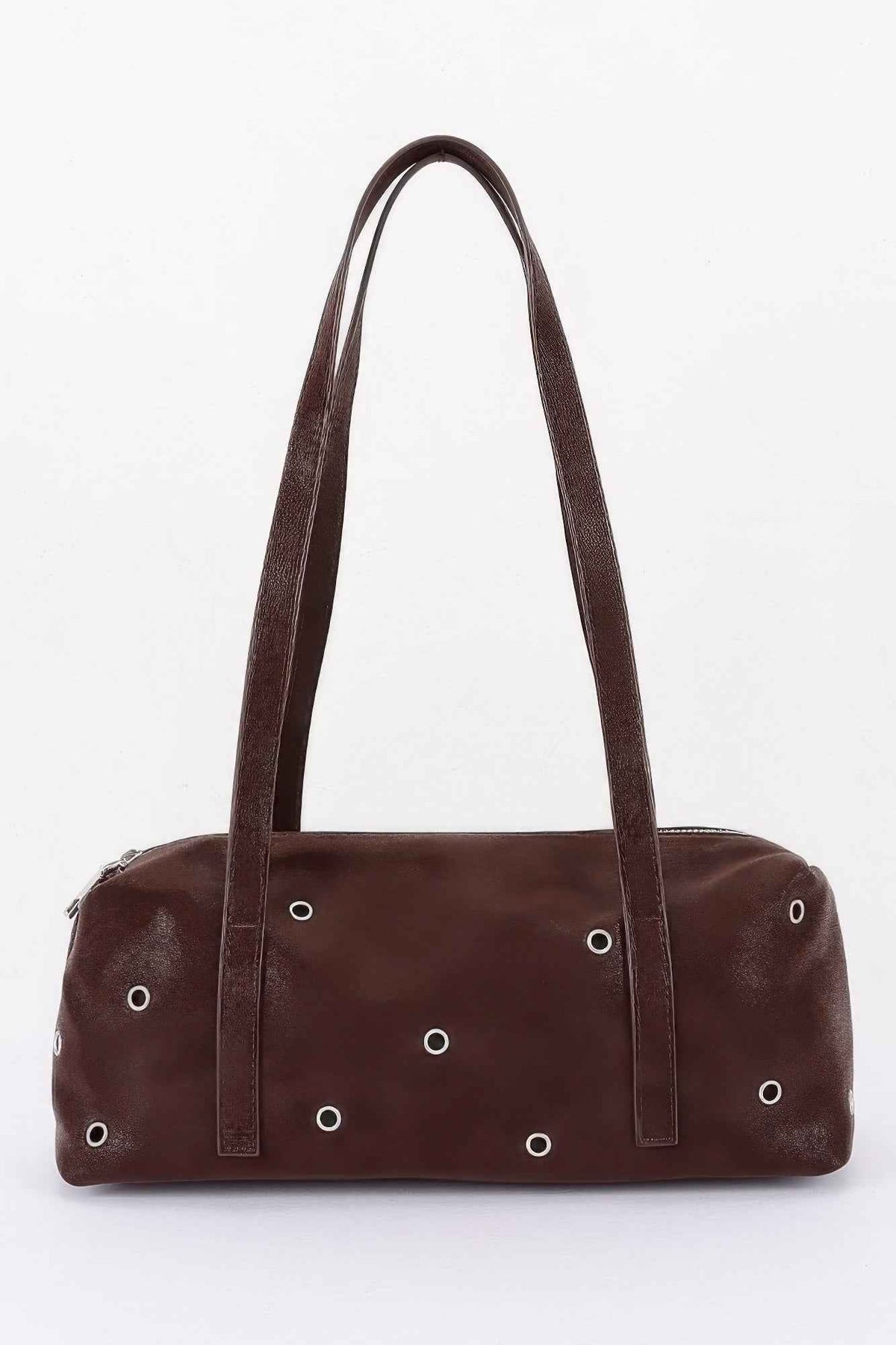 Vegan Leather Eyelet Studded Rectanglar Bag