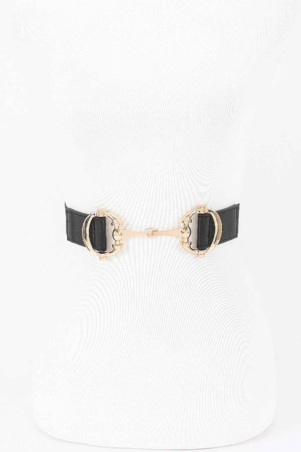 Vegan Leather Metal Buckle Elastic Belt