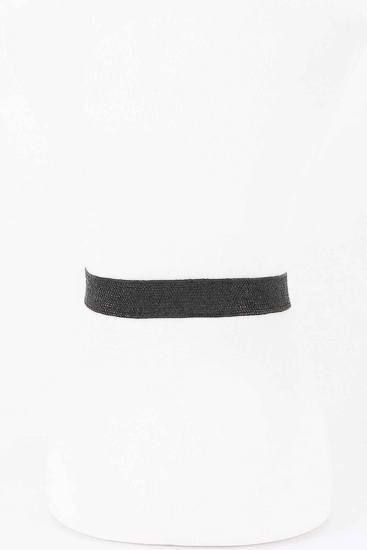 Faux Straw Metal Buckle Elastic Belt