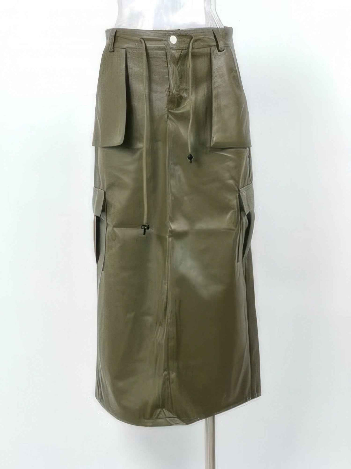 Pu Front Pocket Maxi Skirt
