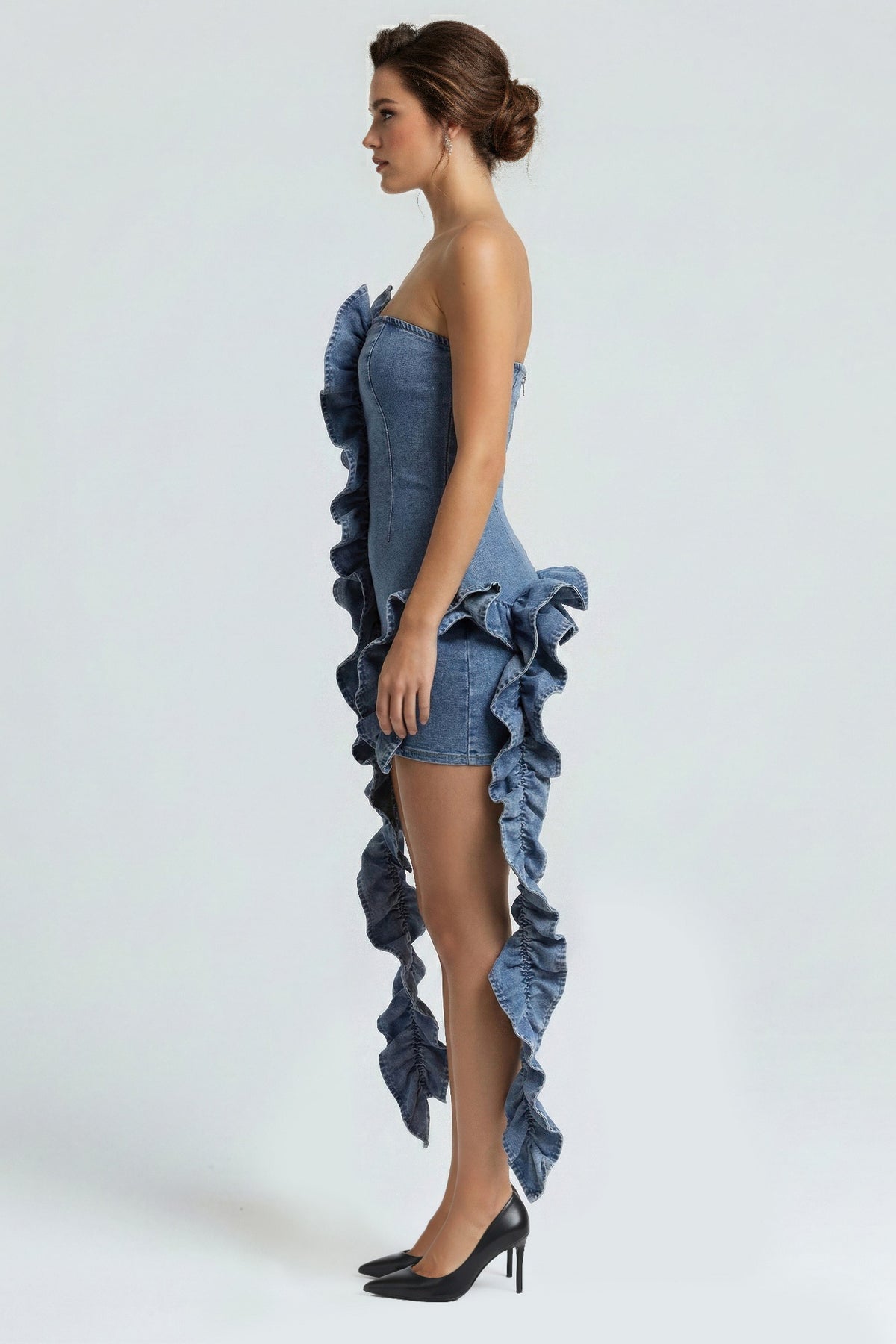 Wild Cascade Denim Sculpt Dress
