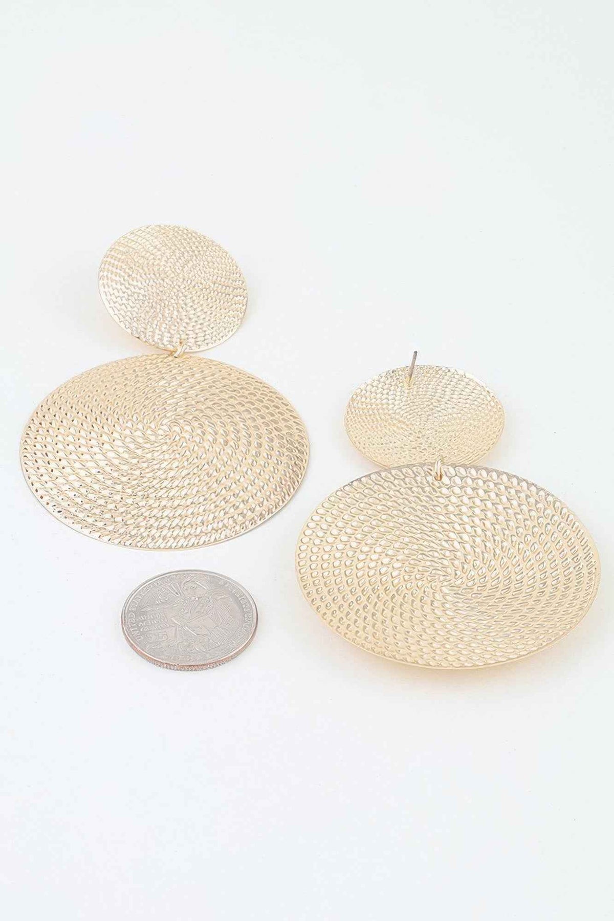 Modern Engraved Disc Drop Earrings
