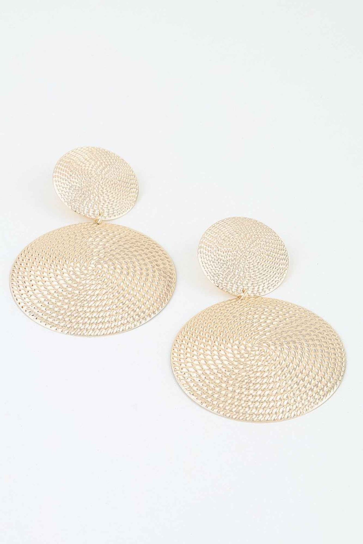 Modern Engraved Disc Drop Earrings