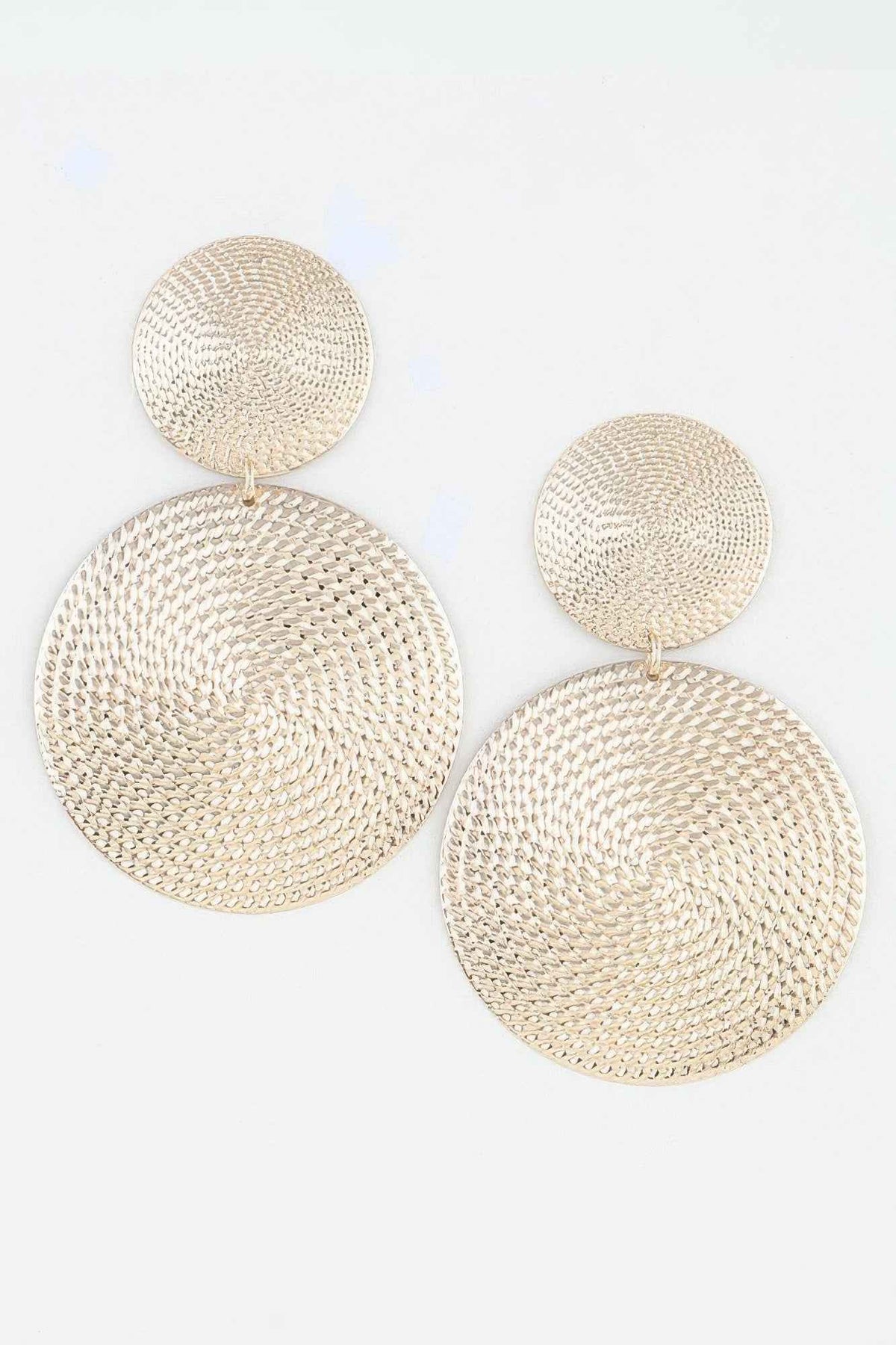 Modern Engraved Disc Drop Earrings