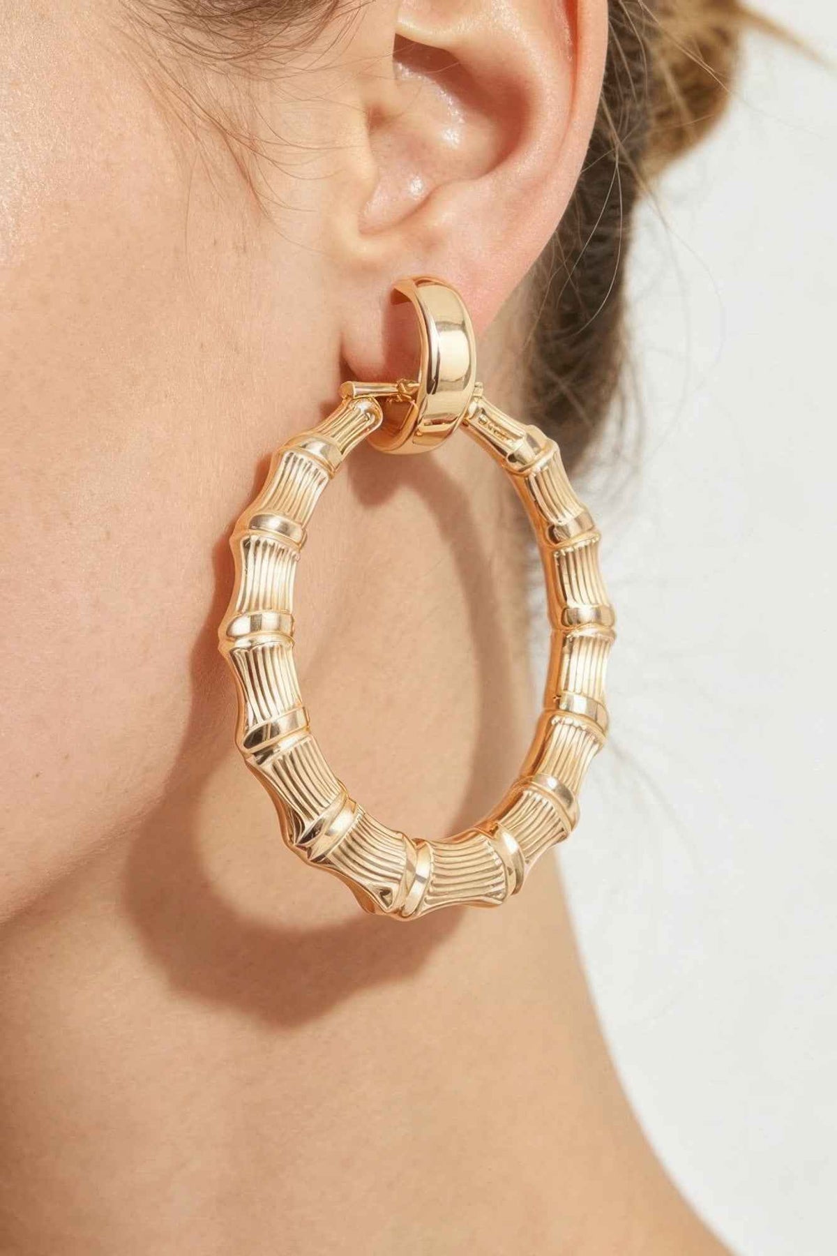 Polished Bamboo Hoop Earrings