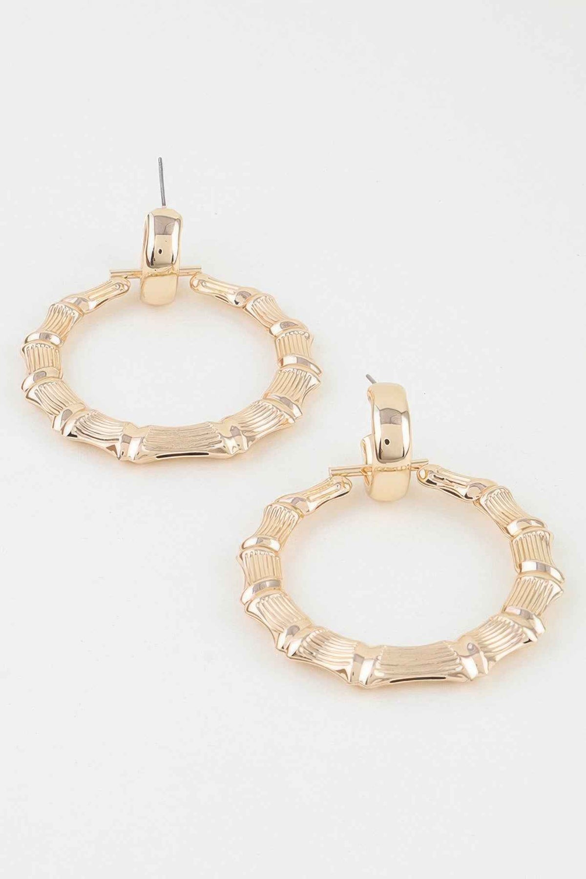 Polished Bamboo Hoop Earrings