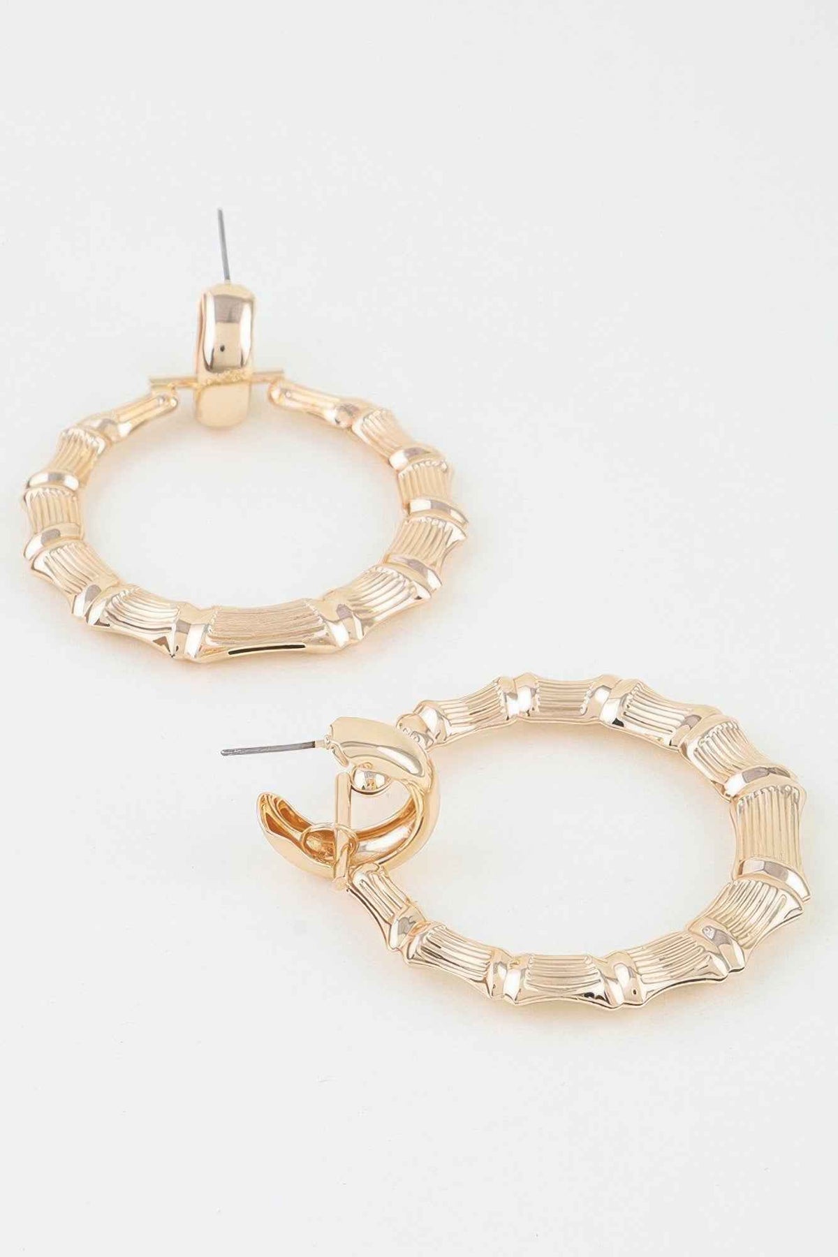 Polished Bamboo Hoop Earrings