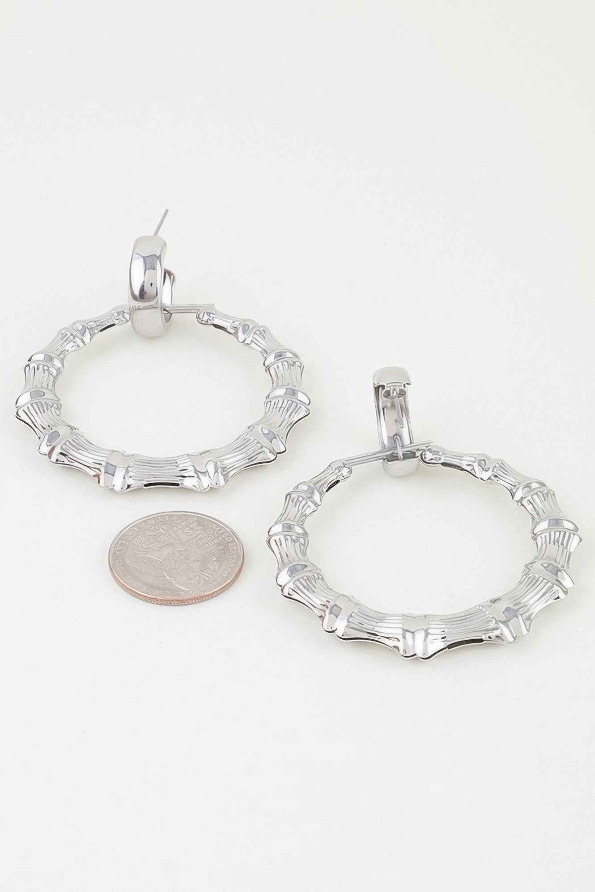 Polished Bamboo Hoop Earrings