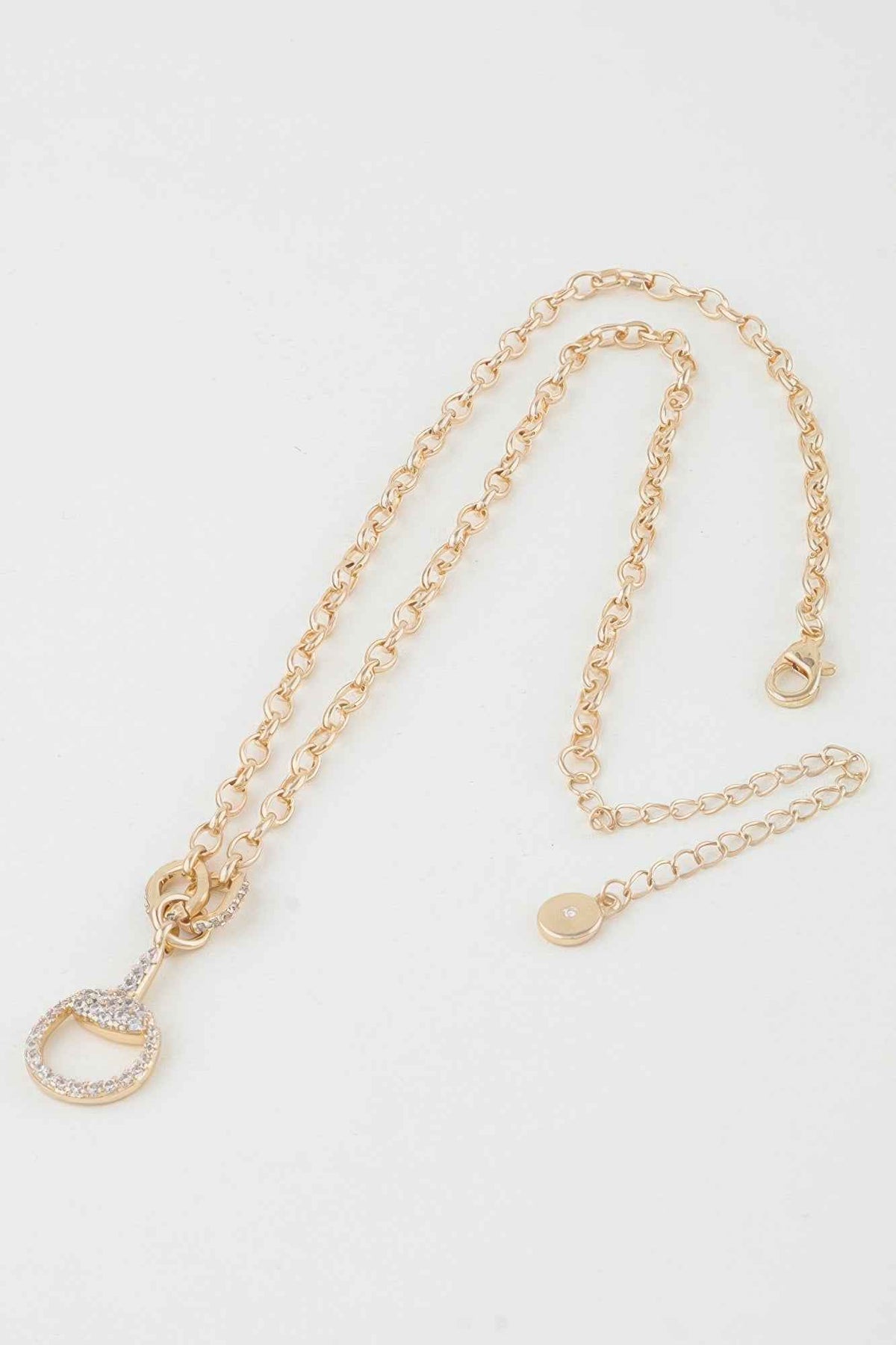 Bejeweled Equestrian Drop Chain Necklace