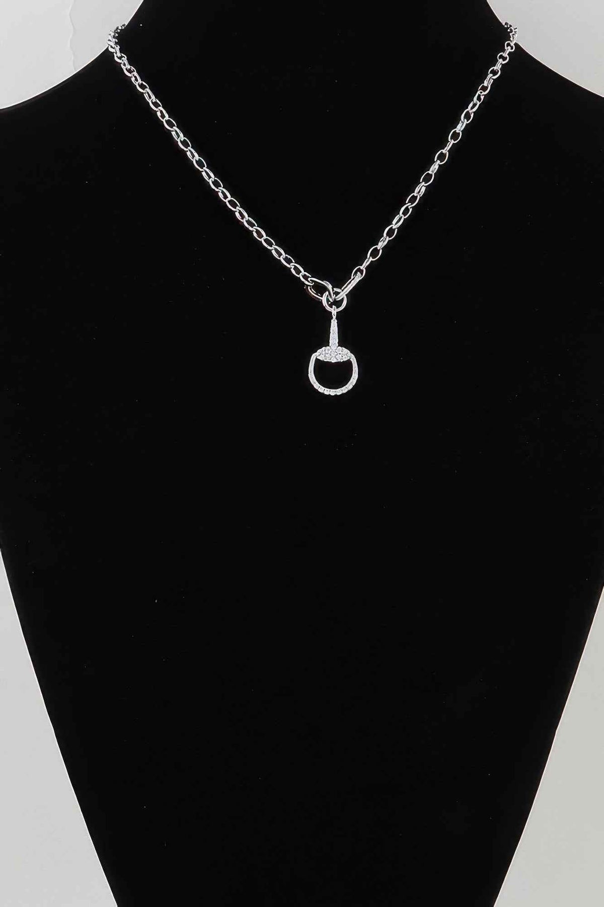 Bejeweled Equestrian Drop Chain Necklace