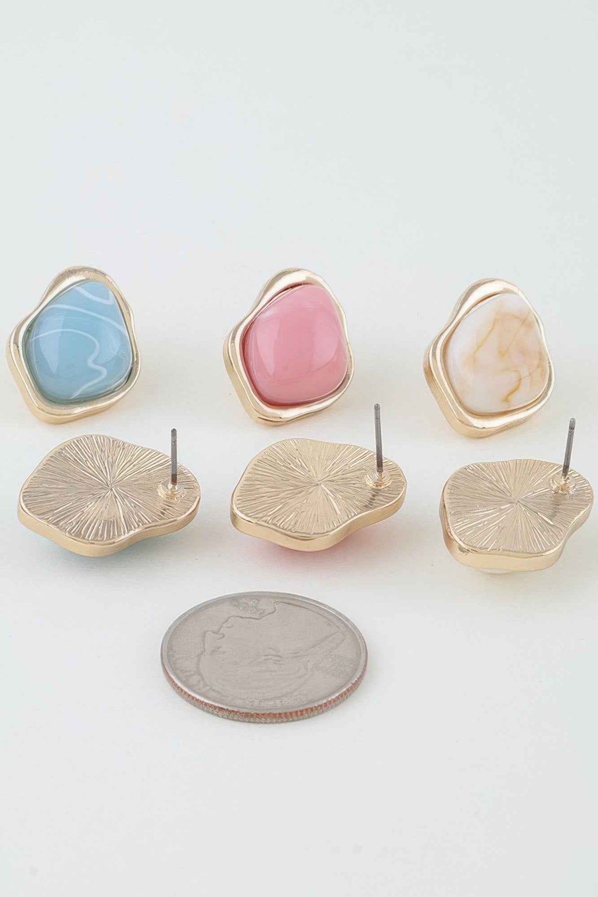 Ripple Effect Stone Stud Earrings