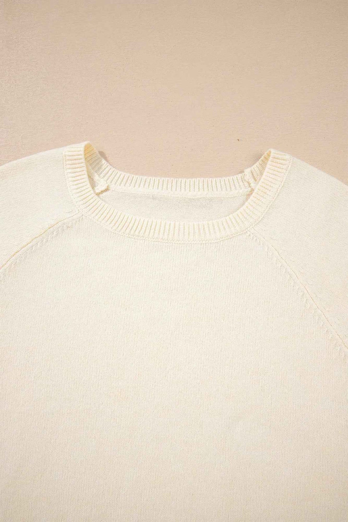 Solid Buttoned Bishop Long Sleeve Crew Neck Sweater