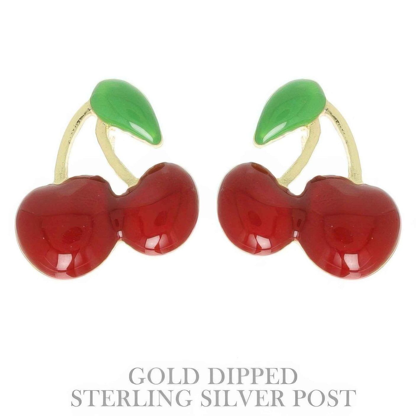 Gold Plated Cherry Stud Earrings