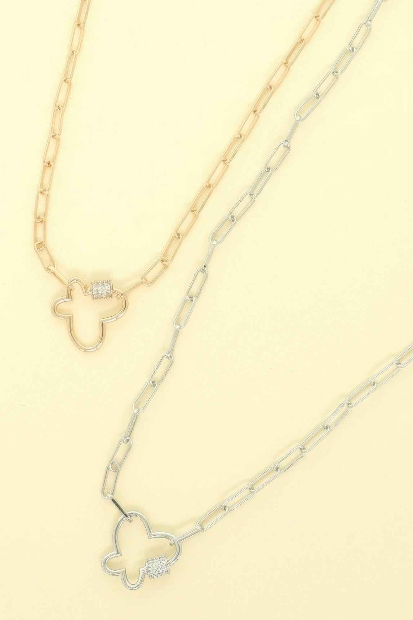 Gold Plated Butterfly Cutout Pendant Necklace