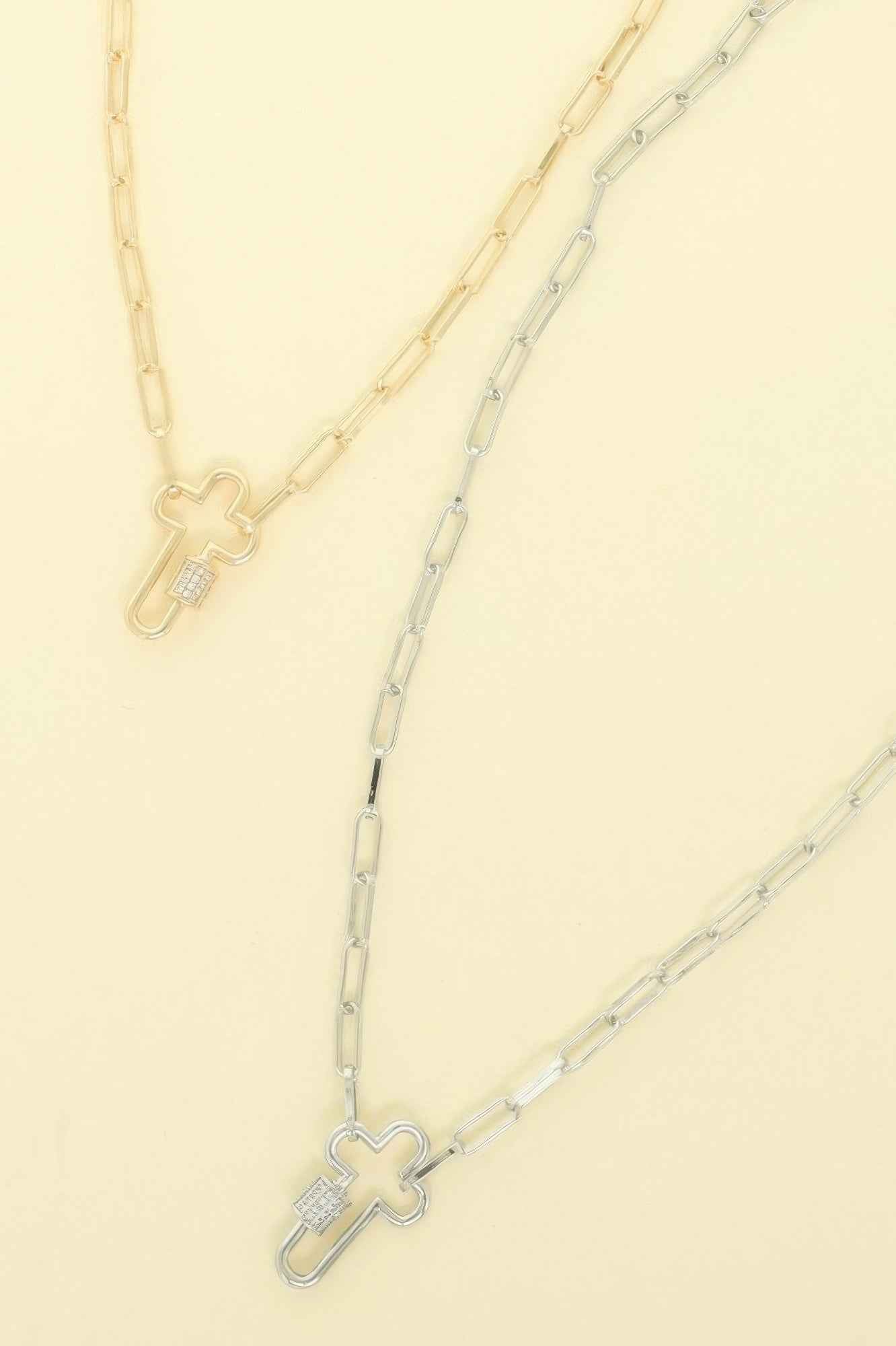 Gold Plated Cross Cutout Pendant Necklace