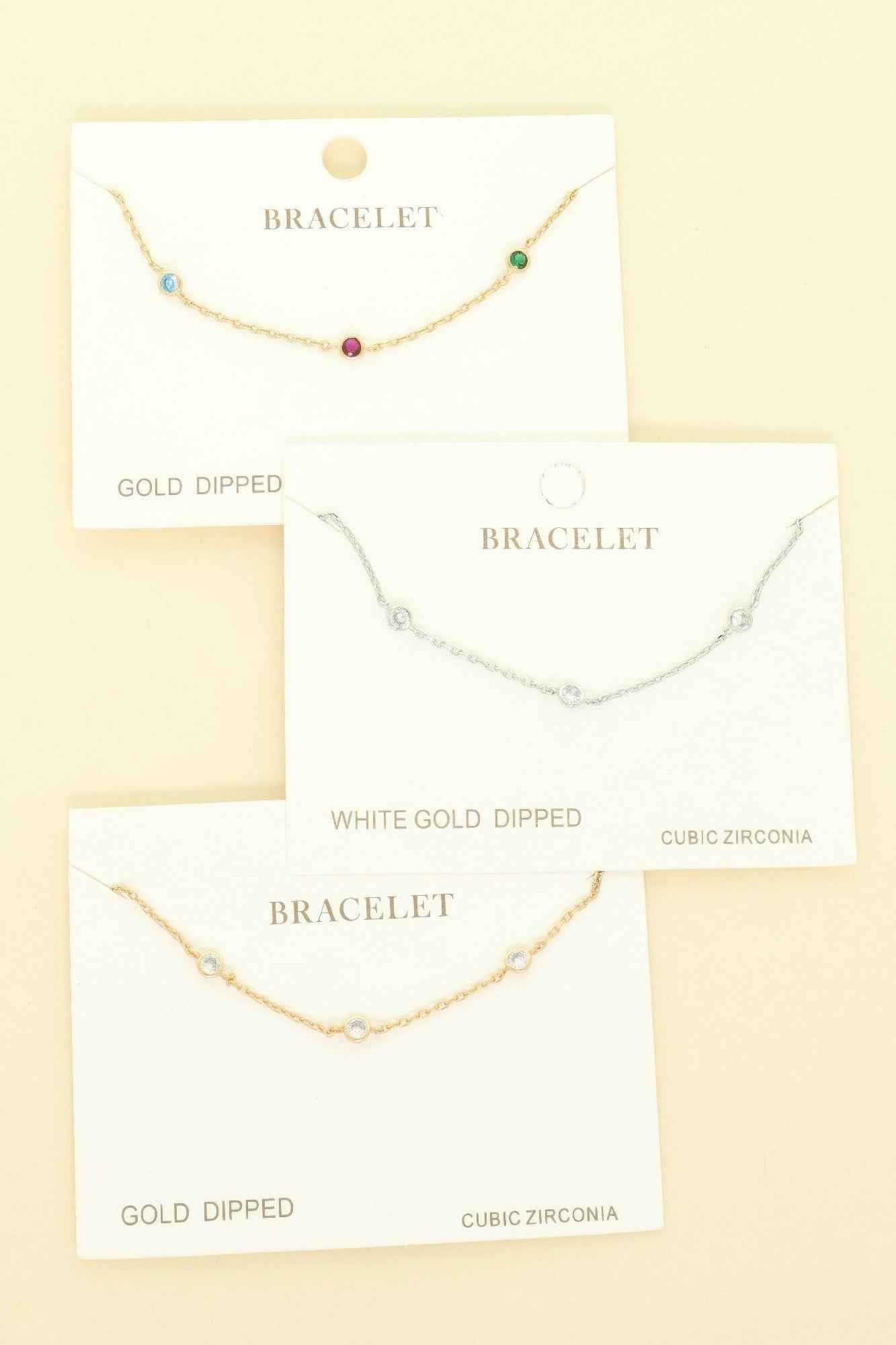 Gold-plated Cz Station Chain Bracelet