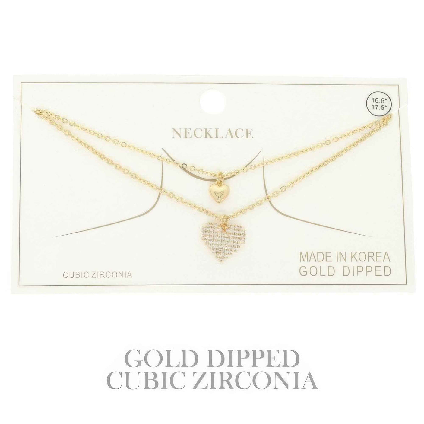 Gold Plated Cz Heart Pendant Necklace